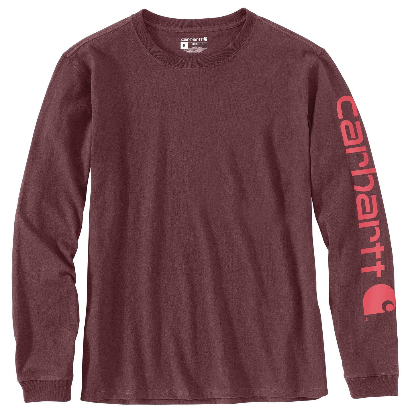 Carhartt Women's Plus Size Loose Fit Heavyweight Long Logo Sleeve Graphic T-Shirt
