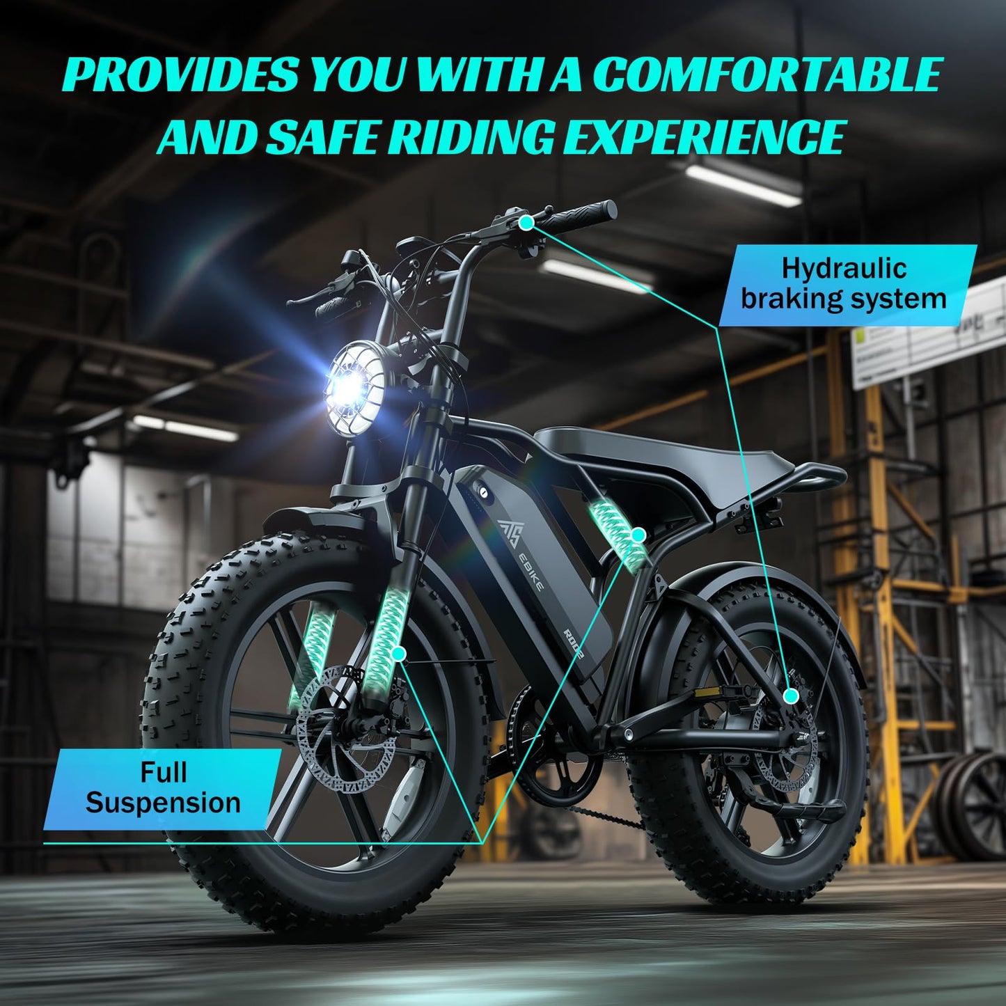 TST Electric Bike for Adults 1500W Peak 20" Fat Tire All-Terrain E-Bike 60 Miles 28MPH Electric Dirt Bike for Road Sand Mountain Snow - 48V 15AH Battery Powered Electric Motorcycle for Adventure