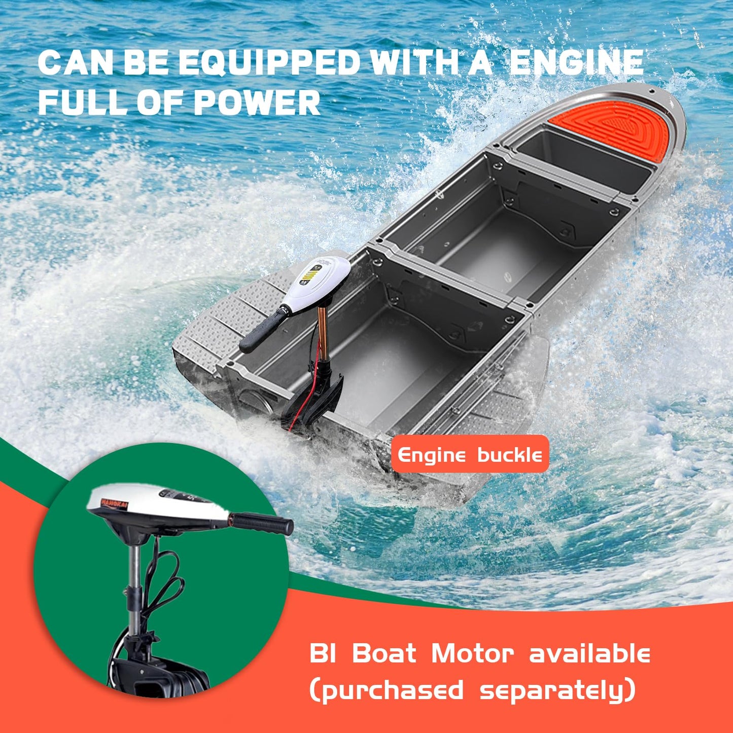 Fishing Boat, B1 Pontoon Boat with 3 Foldable Modular Boats and 2 Pontoons, 1300lb Capacity Row Boat 4-6 Adults Fishing Boats with Fish Tank for Hunting, Fishing, Rescuing and Touring