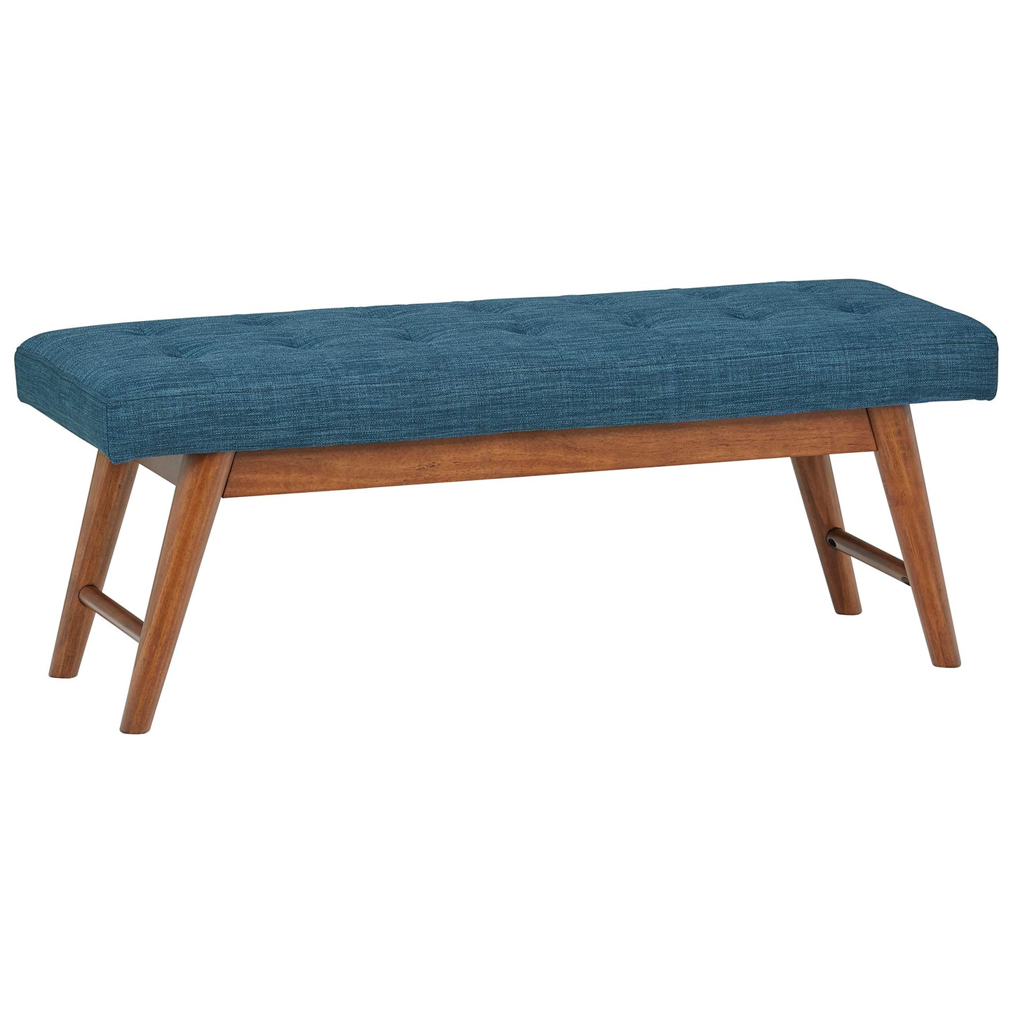 Amazon Basics Modern Haraden Upholstered Button-Tufted Bench, Blue, 16 x 44 x 17 in