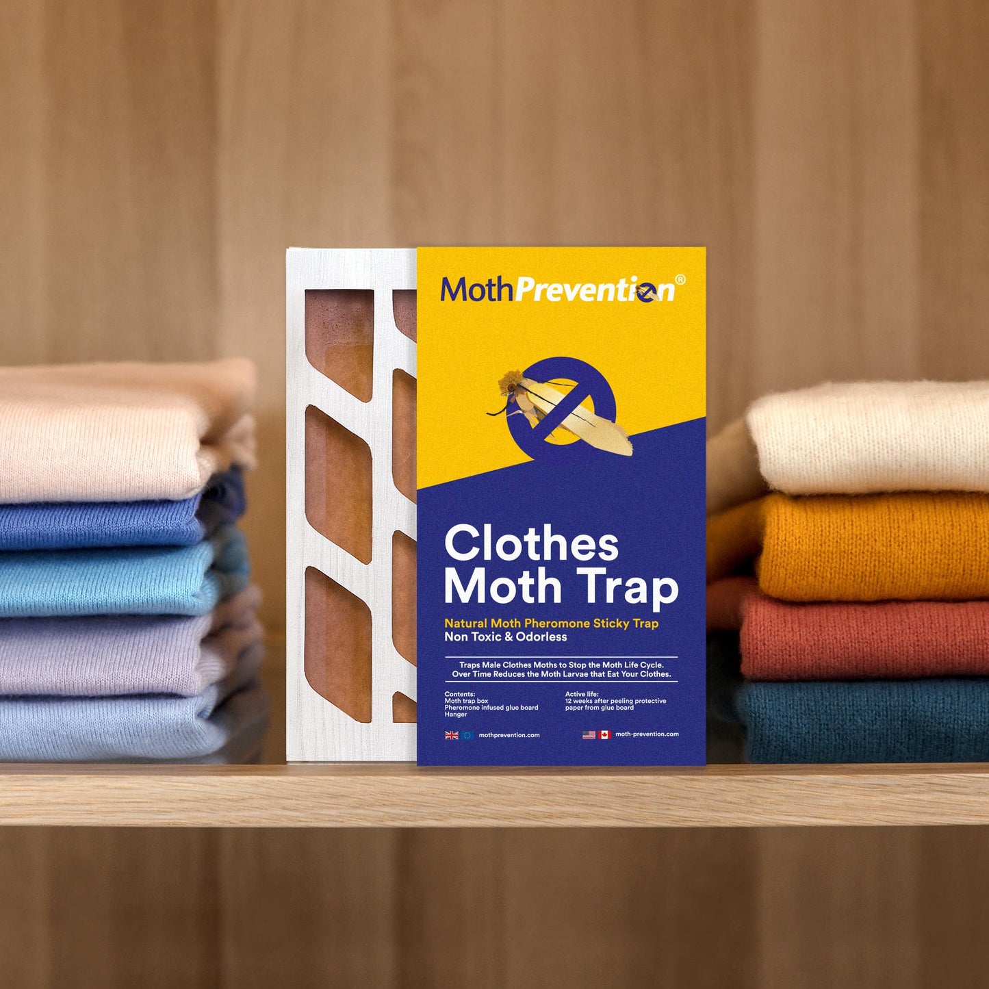 Powerful Moth Traps for Clothes & Closets | Refillable 3-Pack | Odor-Free & Natural | Moth Pheromone Traps for House & Clothing