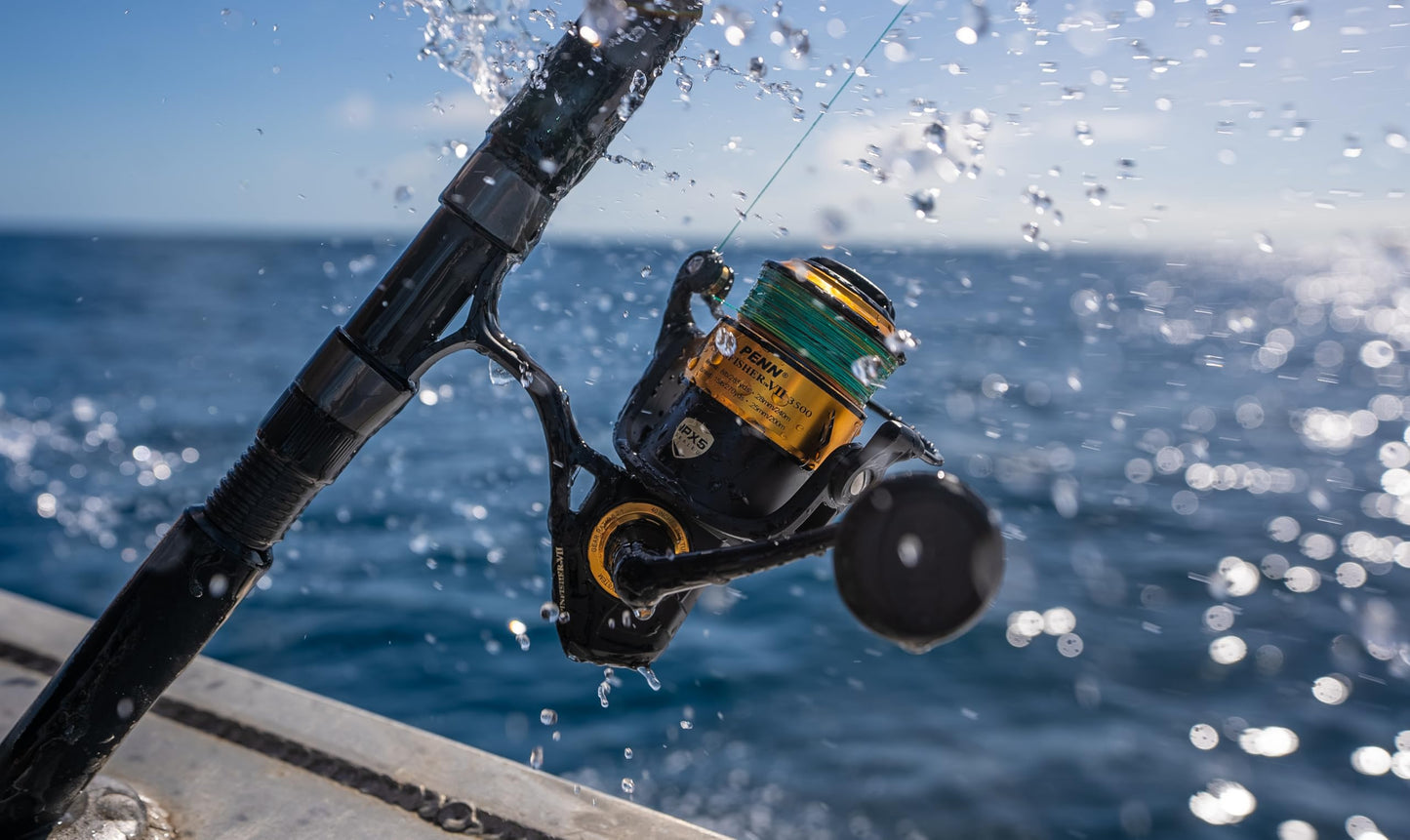PENN Spinfisher VII 7500 Saltwater Spinning Reel, Right/Left Handle Position, IPX5 Seal, HT-100 Front Drag, Superline Spool, Precise CNC Gear Technology