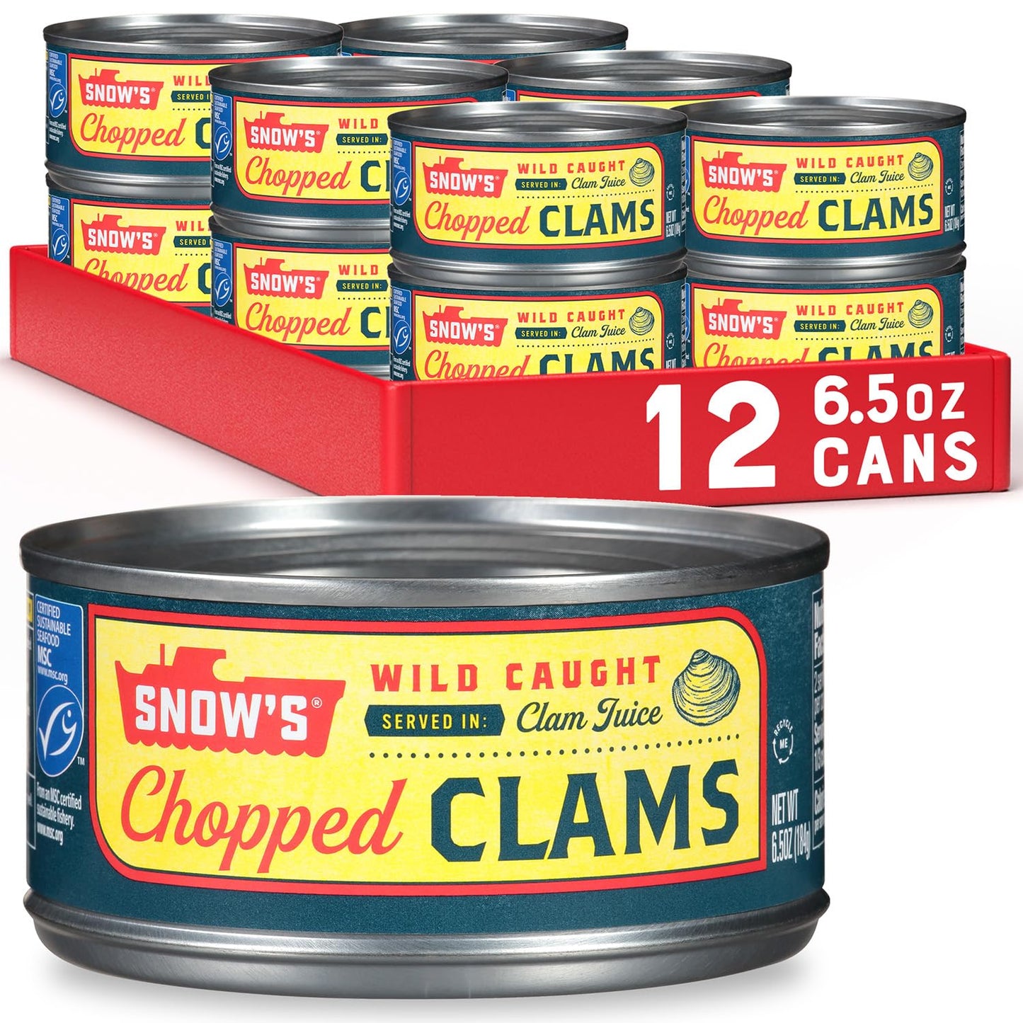 Snow's Ocean Chopped Clams Canned, 51 oz Can - 7g Protein per Serving - Gluten Free, No MSG, 99% Fat Free - Great for Pasta & Seafood Recipes