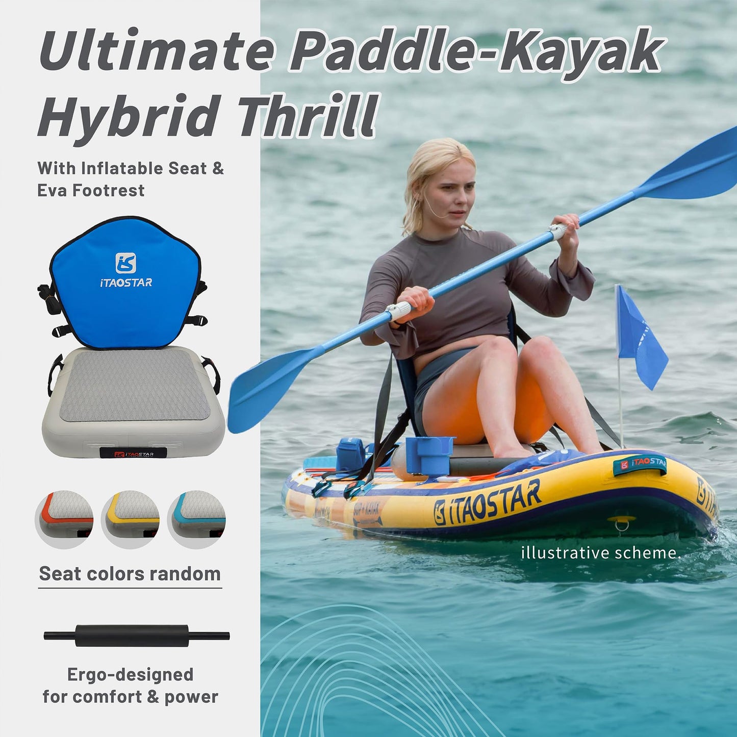 iTAOSTAR D03AP 35" Extra Wide Paddle Board for Better Balance, Inflatable Stand Up Paddle Board with Kayak Seat, Inflatable Paddle Boards for Adults of All Skill Levels with Premium SUP Accessories