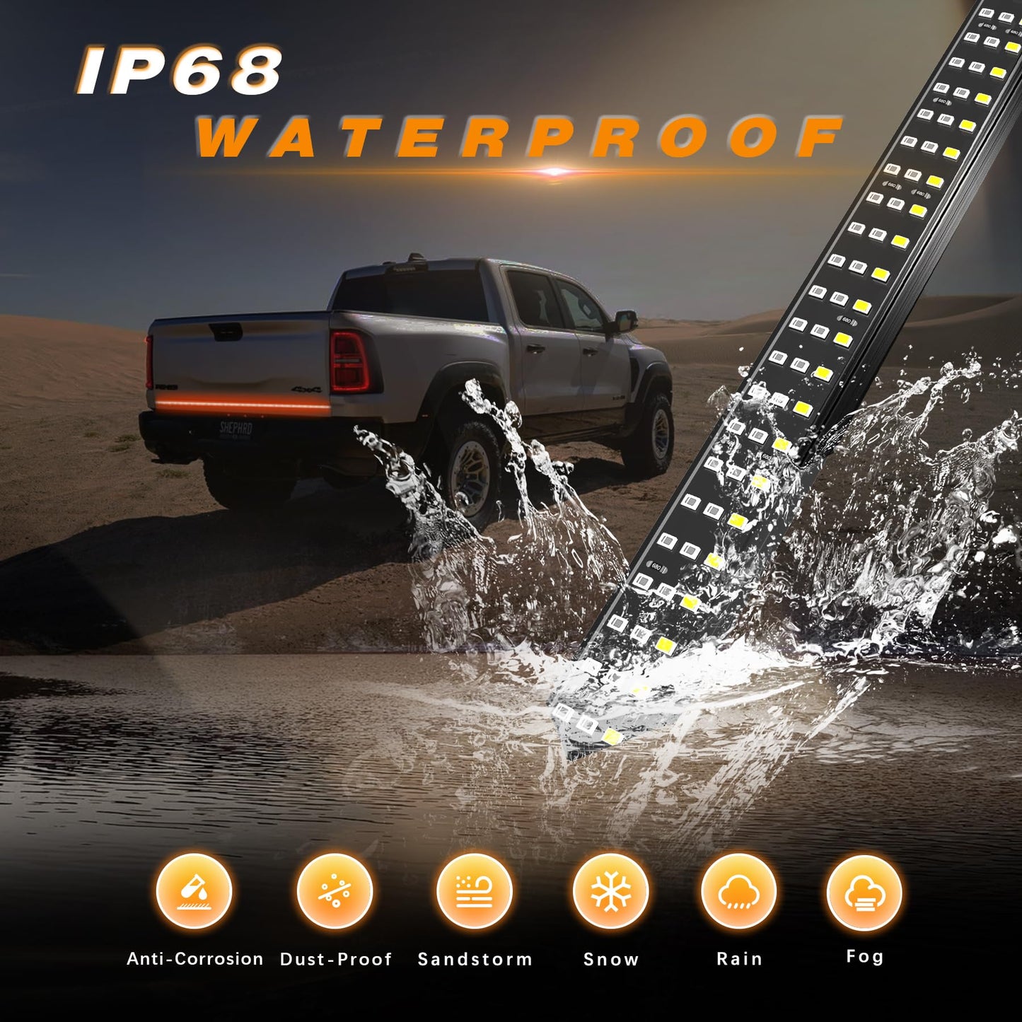 60 Inch LED Tailgate Light Bar with Reverse & Sequential Turn Signals for Truck