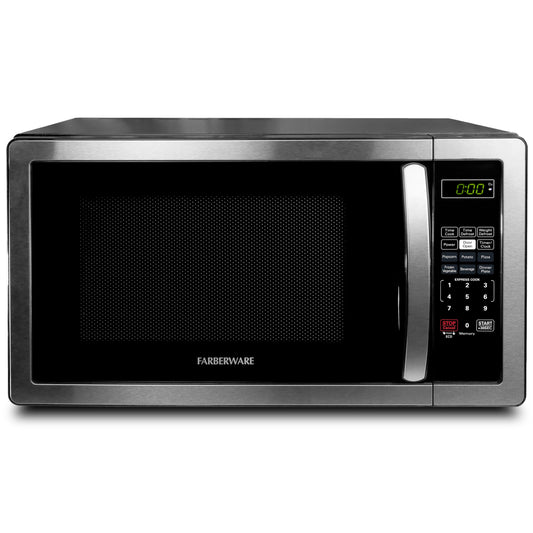 Farberware Countertop Microwave 700 Watts, 0.7 Cu. Ft. - Microwave Oven With LED Lighting and Child Lock - Perfect for Apartments and Dorms - Easy Clean Stainless Steel