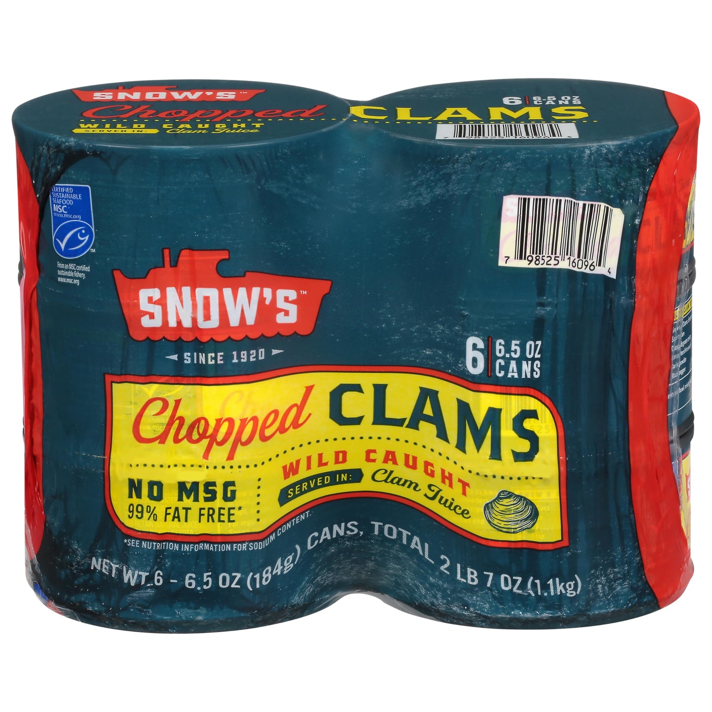 Snow's Ocean Chopped Clams Canned, 51 oz Can - 7g Protein per Serving - Gluten Free, No MSG, 99% Fat Free - Great for Pasta & Seafood Recipes