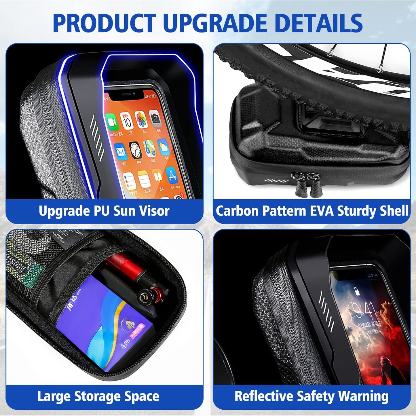 BKNOOU Motorcycle Phone Holder Waterproof Motorcycle Cell Phone Mount 360°Rotation Anti-Shake Upgrade Sun Visor Rain Cover Rearview Mirror Phone Holder Motorbike for Smartphone 4.5" to 6.9"