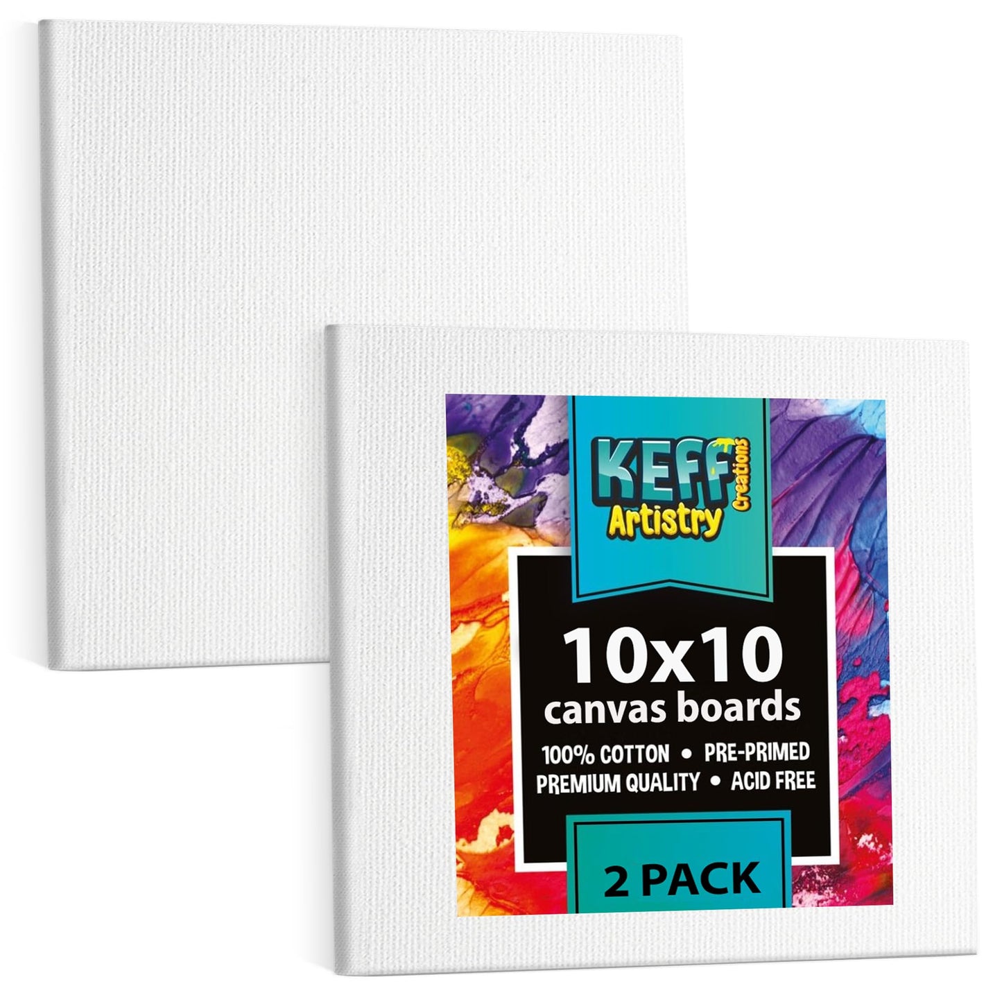 KEFF 24-Pack Bulk Canvas for Painting, 6 of 5x7, 8x10, 9x12, 11x14 Canvas Boards for Painting, Art Supplies for Adults & Kids - 100% Cotton Primed Painting Canvas for Acrylic, Oil, Watercolor, Tempera