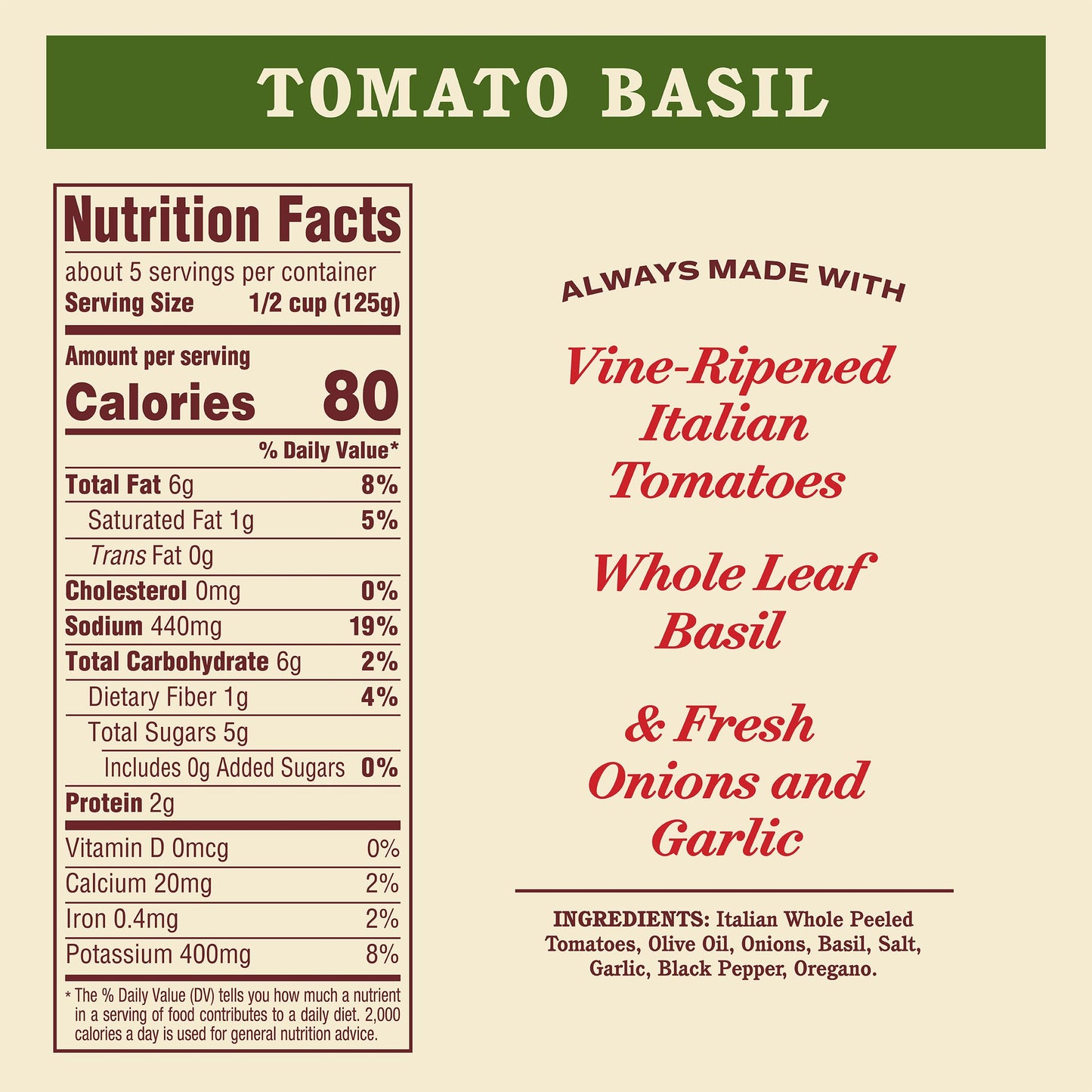 Rao's Homemade Tomato Basil Sauce, 24 oz, Tomato Sauce, All Purpose, Keto Friendly Pasta Sauce, Premium Quality, Tomatoes from Italy and Basil