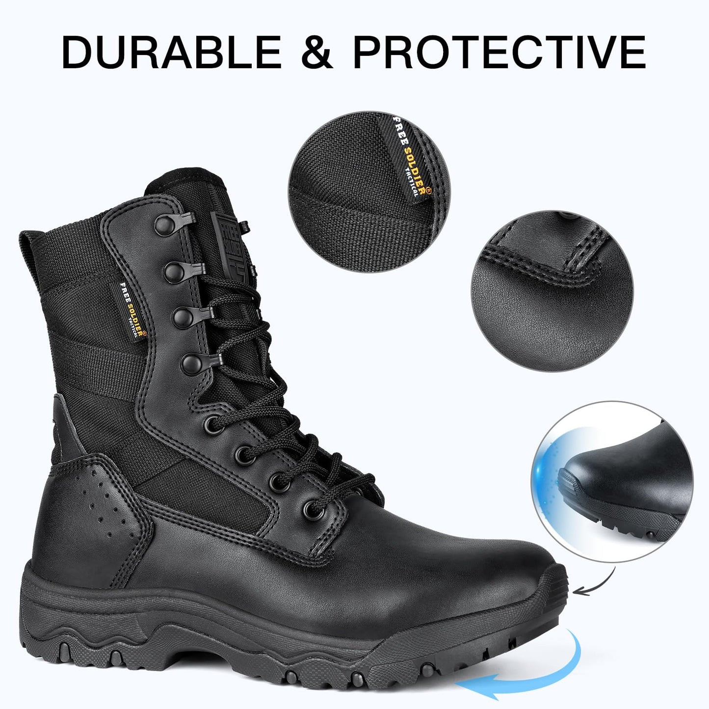 FREE SOLDIER Women’s Tactical Boots 8 Inches Lightweight Combat Boot Durable Military Work Outdoors Boots Desert Boot for Women
