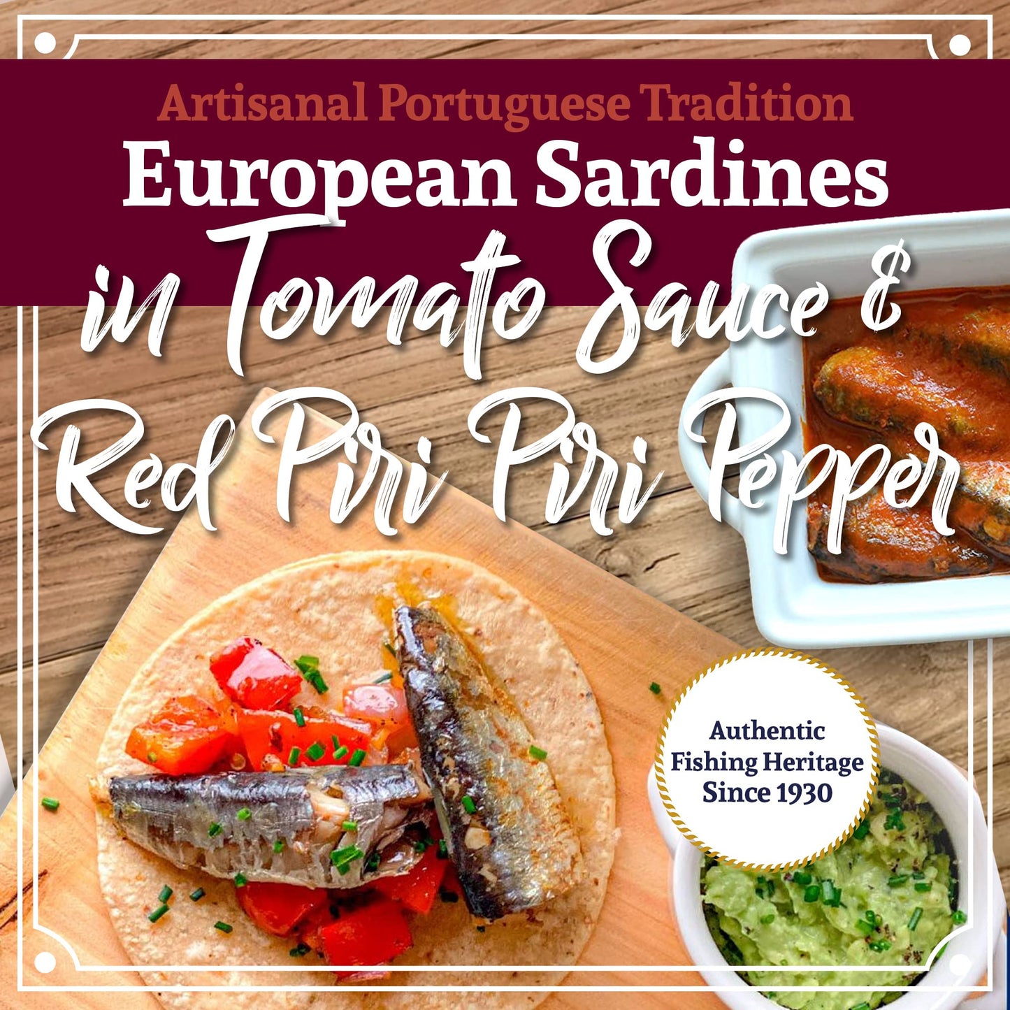 Santo Amaro - 6 Flavor Variety Pack Sampler European Wild Sardines - Virgin Olive Oil - Tomato Sauce from Puree - Virgin Olive Oil & Spicy Red Piri Piri Pepper - Spring Water - Virgin Olive Oil & Lisbon Lemon - Tomato Puree with Spicy Red Piri Piri Pepper
