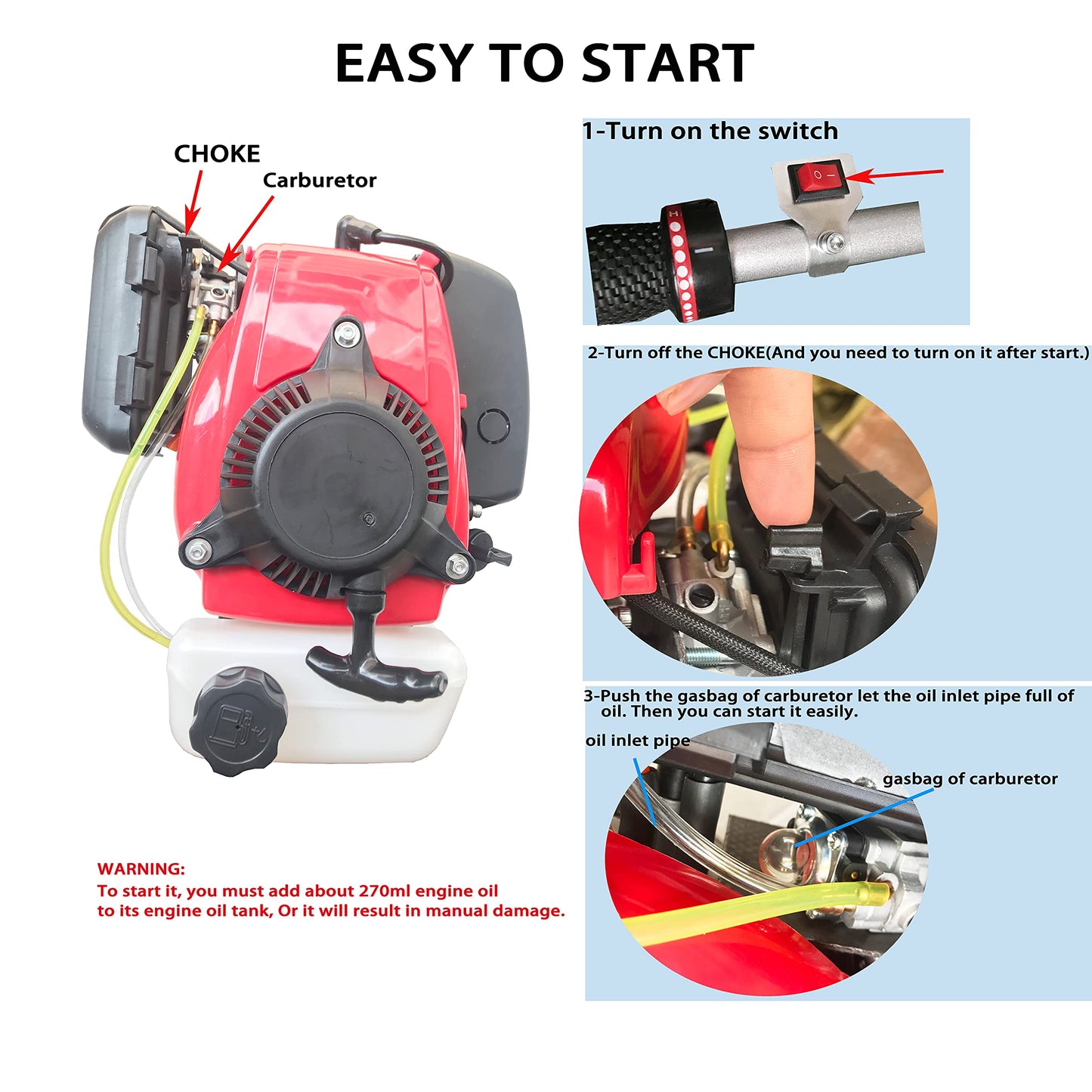 CUKUSIN Outboard Motor Boat Engine 4 Stroke 4.0 HP Marine Boat Motor with Air Cooling System and Manual Pull Start for Inflatable Fishing Boats Yachts Water Sport Tools, with Shade