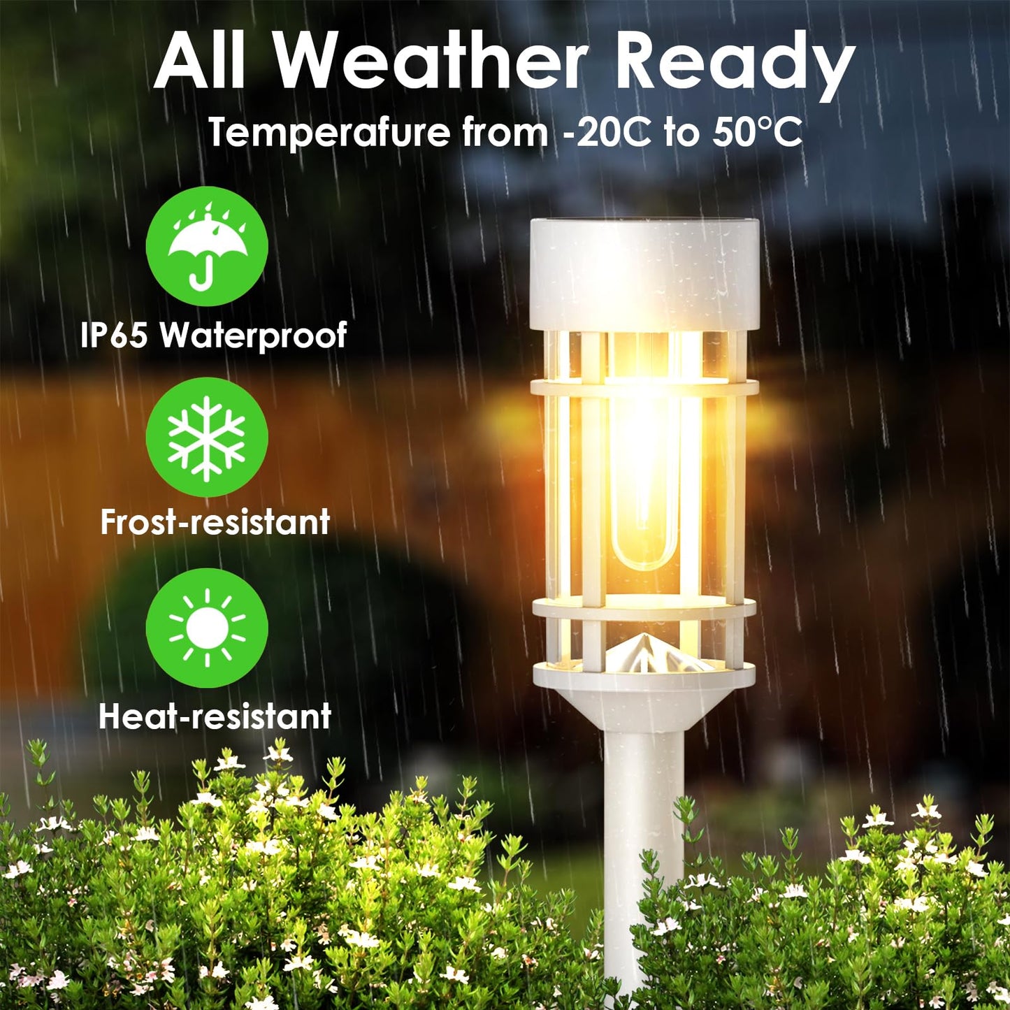 Solar Pathway Lights, 8 Pack LED Solar Lights Outdoor Waterproof, Glass Metal Garden Lighting for Yard Path Landscape Lawn Walkway Driveway, 3000K