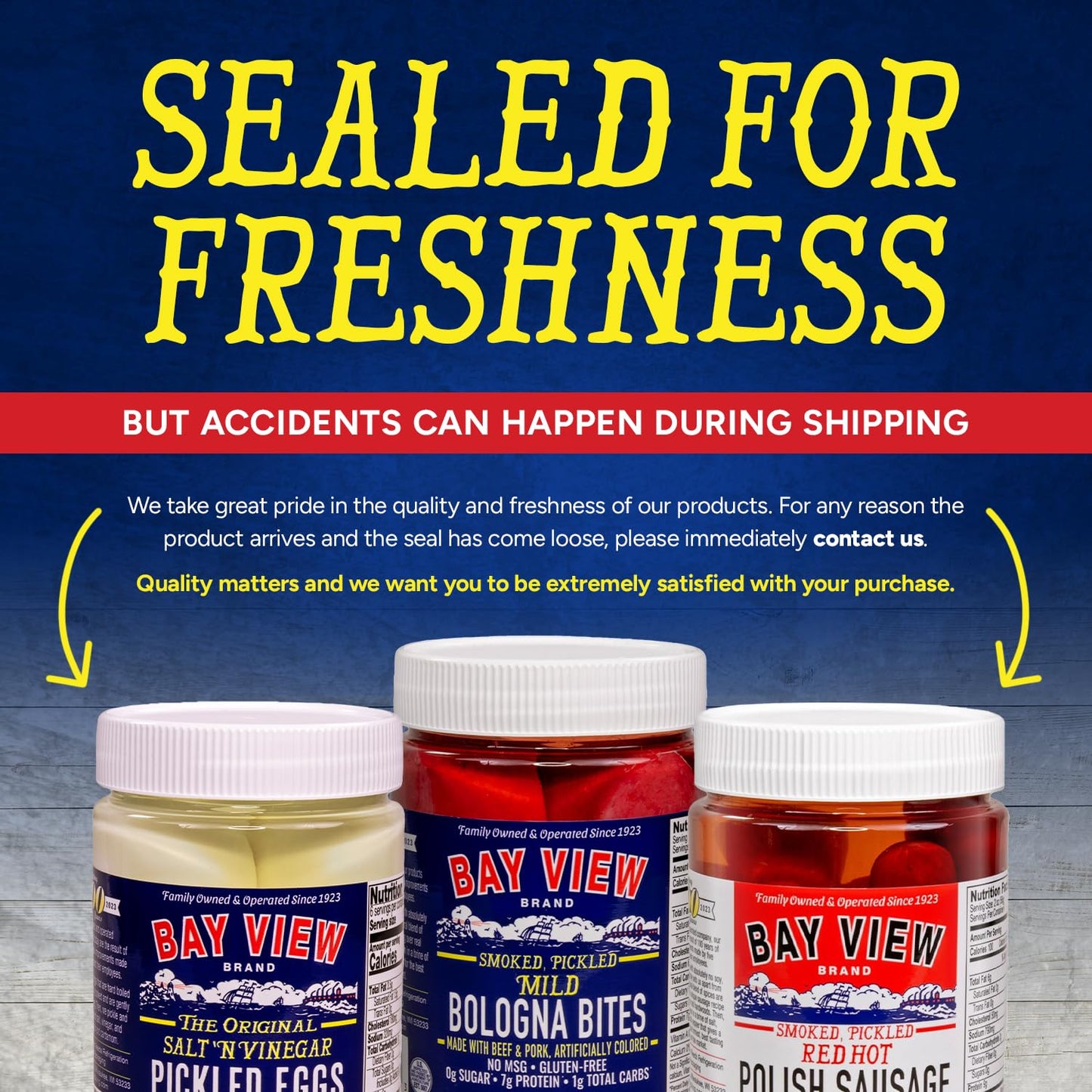 Bay View Smoked Pickled Polish Sausage, No MSG, Gluten Free, No Soy, 0g Sugar, 7g Protein, Hardwood Smoked, Mouthwatering Pickled Snack (Mild Bologna, 8oz)