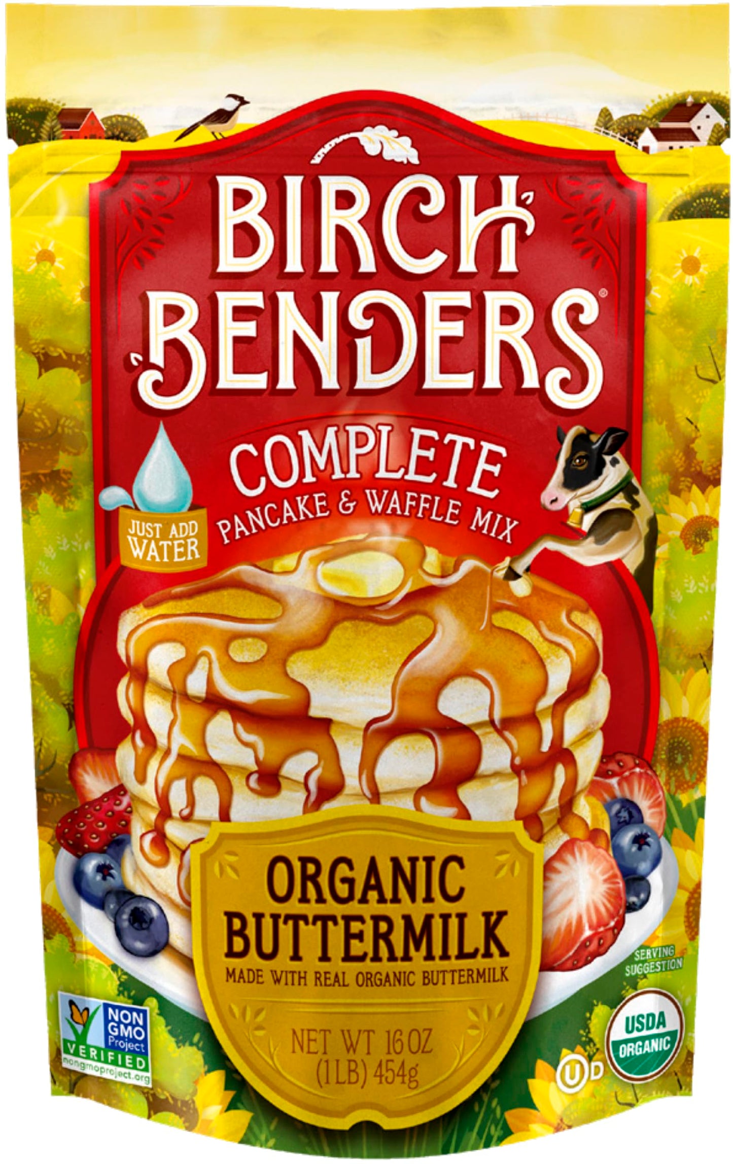 Organic Pancake and Waffle Mix, Classic Recipe by Birch Benders, Whole Grain, Non-GMO, Just Add Water, 16oz (Packaging may vary)