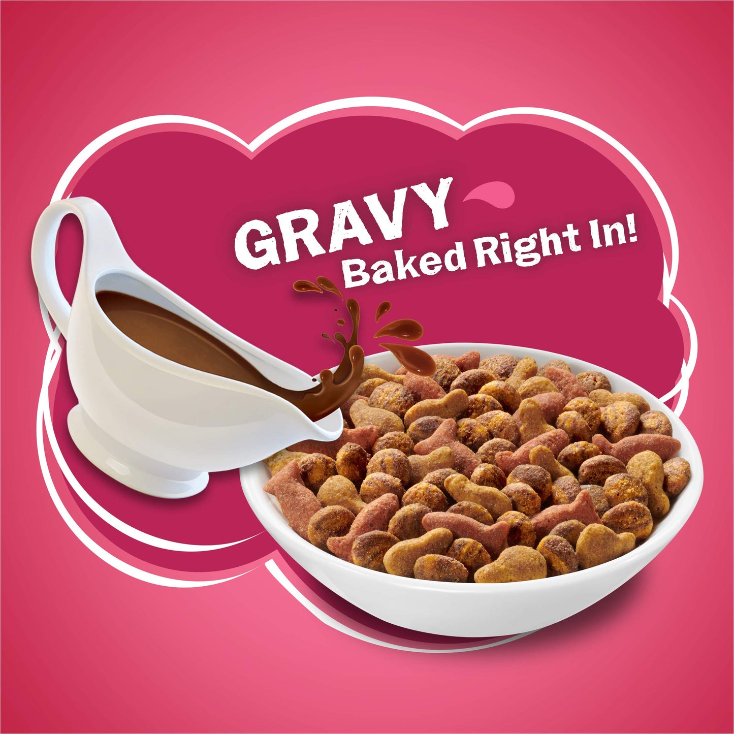 Purina Friskies Dry Cat Food Gravy Swirl'd With Flavors of Chicken, Salmon and Gravy - 22 lb. Bag