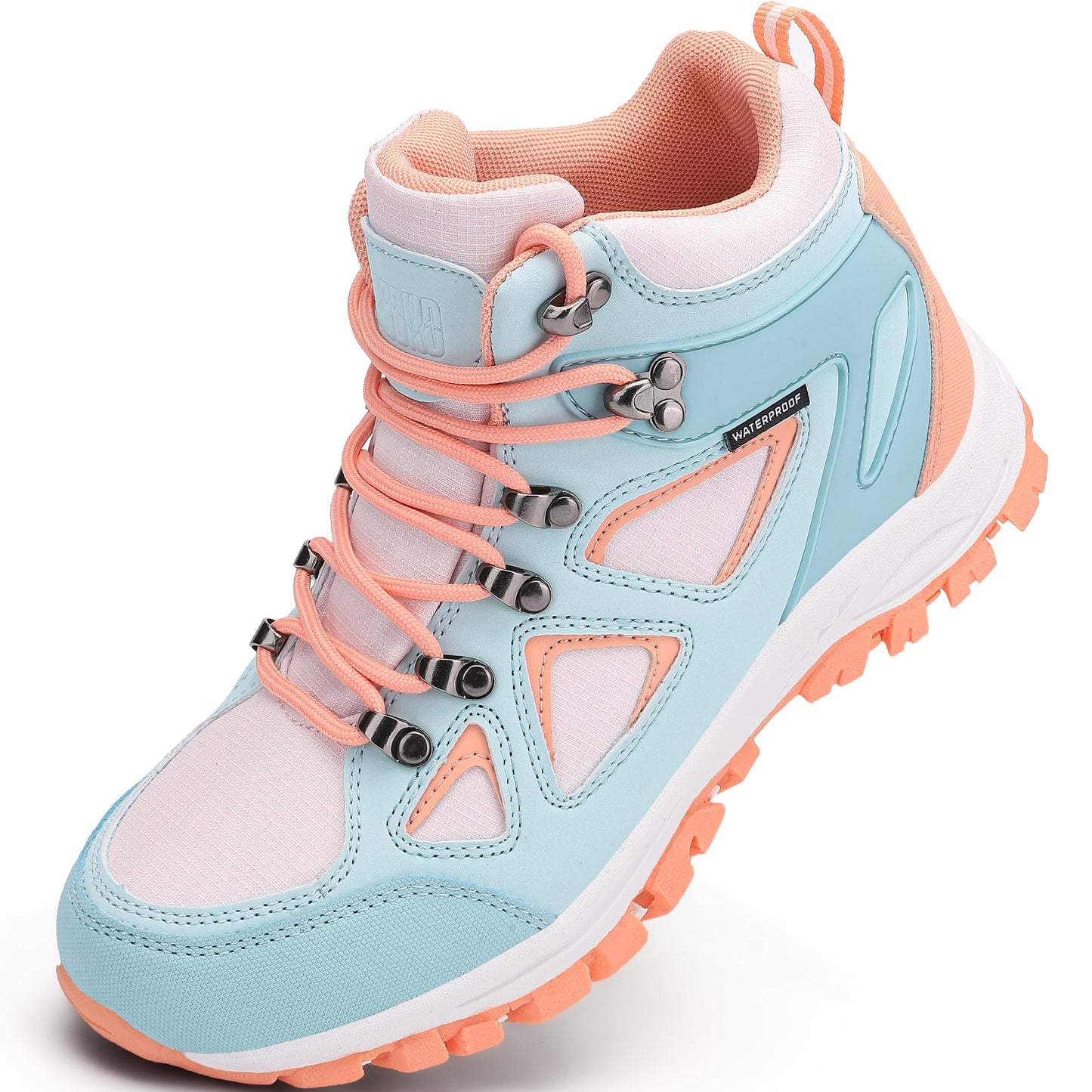 R CORD Kids Hiking Boots Waterproof Durable TPR Traction Outsole Anti-Skid Athletic Lace Up Hiking Shoes for Outdoor Adventure