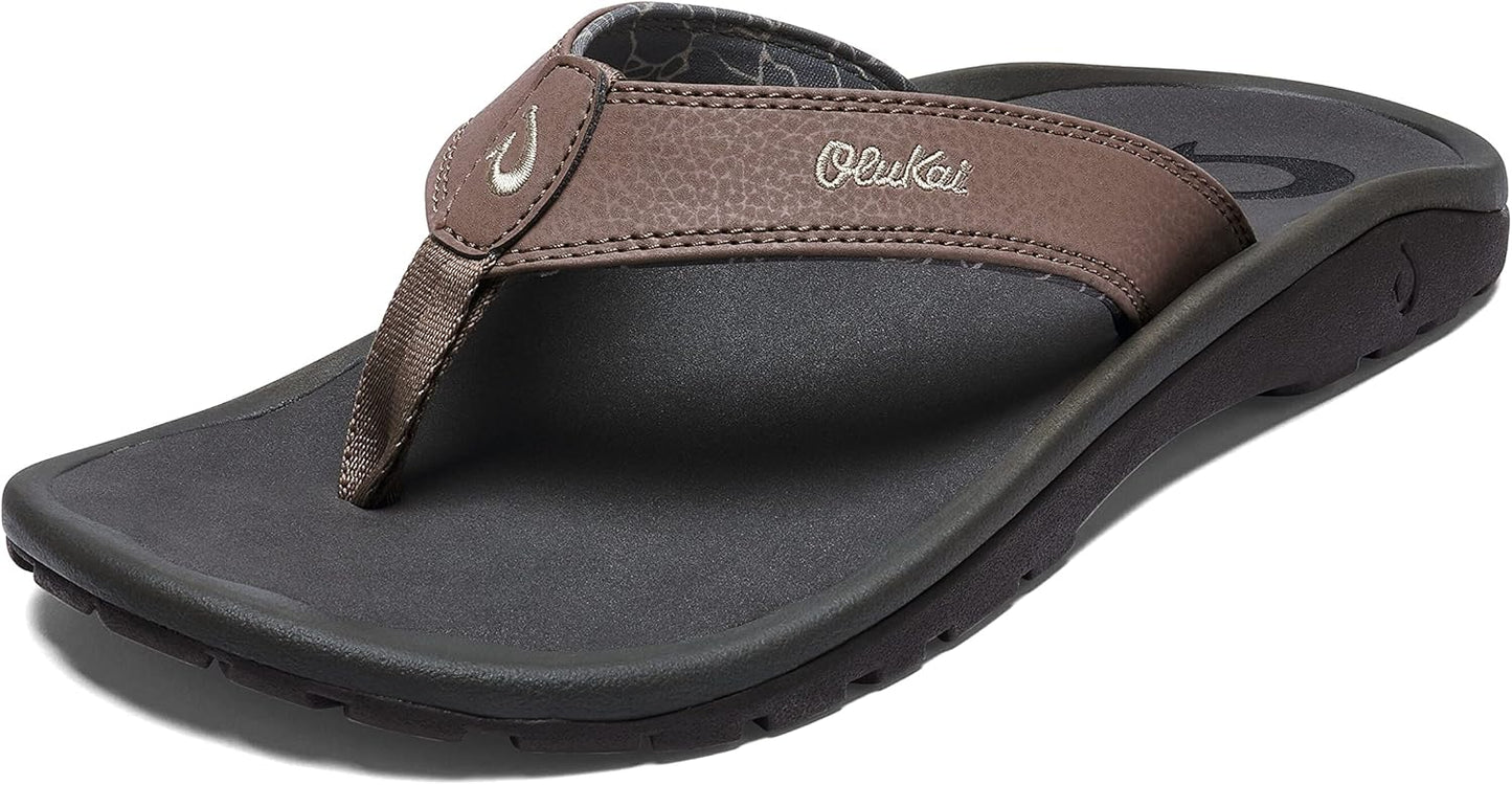 OLUKAI Ohana Men's Beach Sandals, Water Resistant Flip Flops, Arch Support & Comfort Fit, Lightweight & Durable, Enhanced Grip & Traction