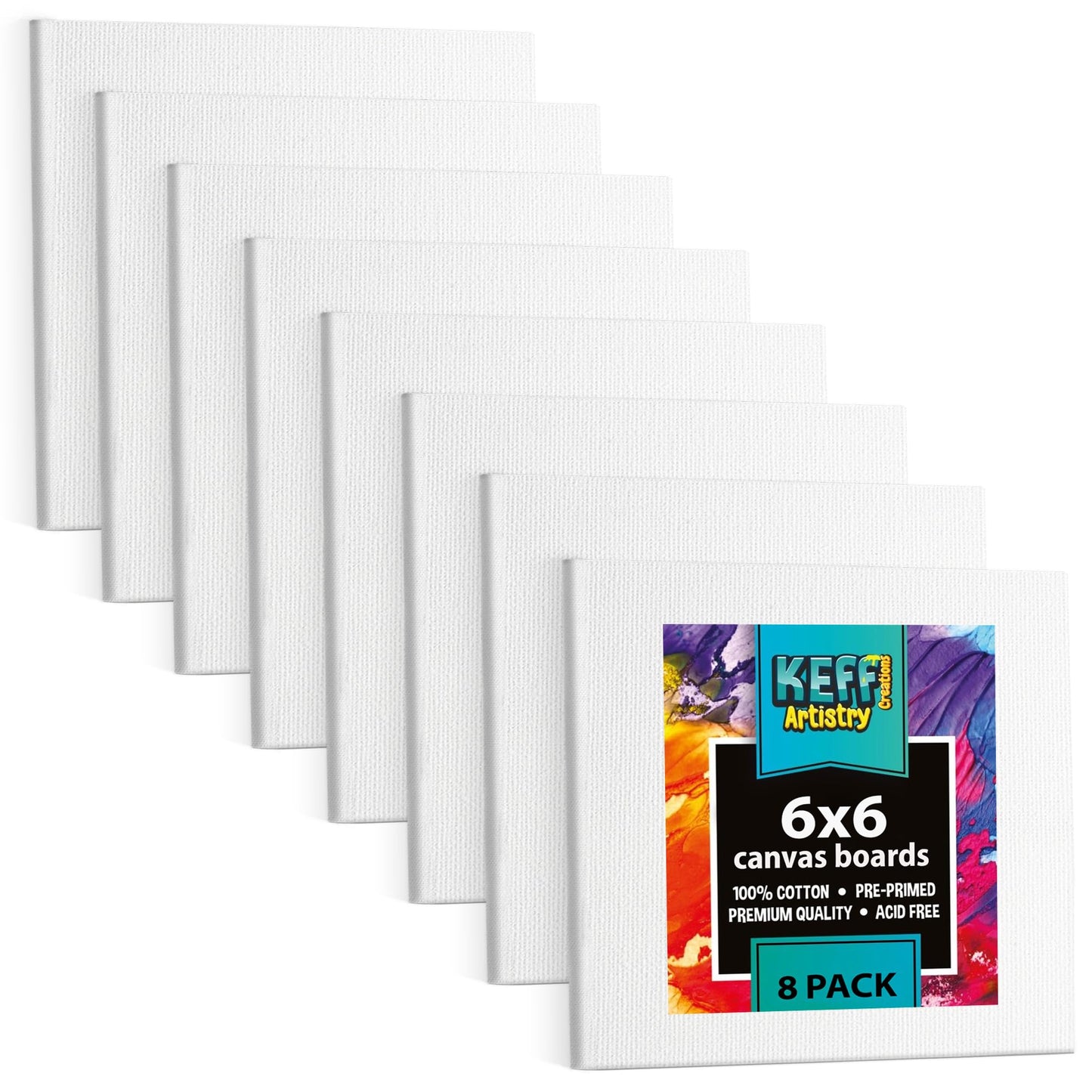 KEFF 24-Pack Bulk Canvas for Painting, 6 of 5x7, 8x10, 9x12, 11x14 Canvas Boards for Painting, Art Supplies for Adults & Kids - 100% Cotton Primed Painting Canvas for Acrylic, Oil, Watercolor, Tempera