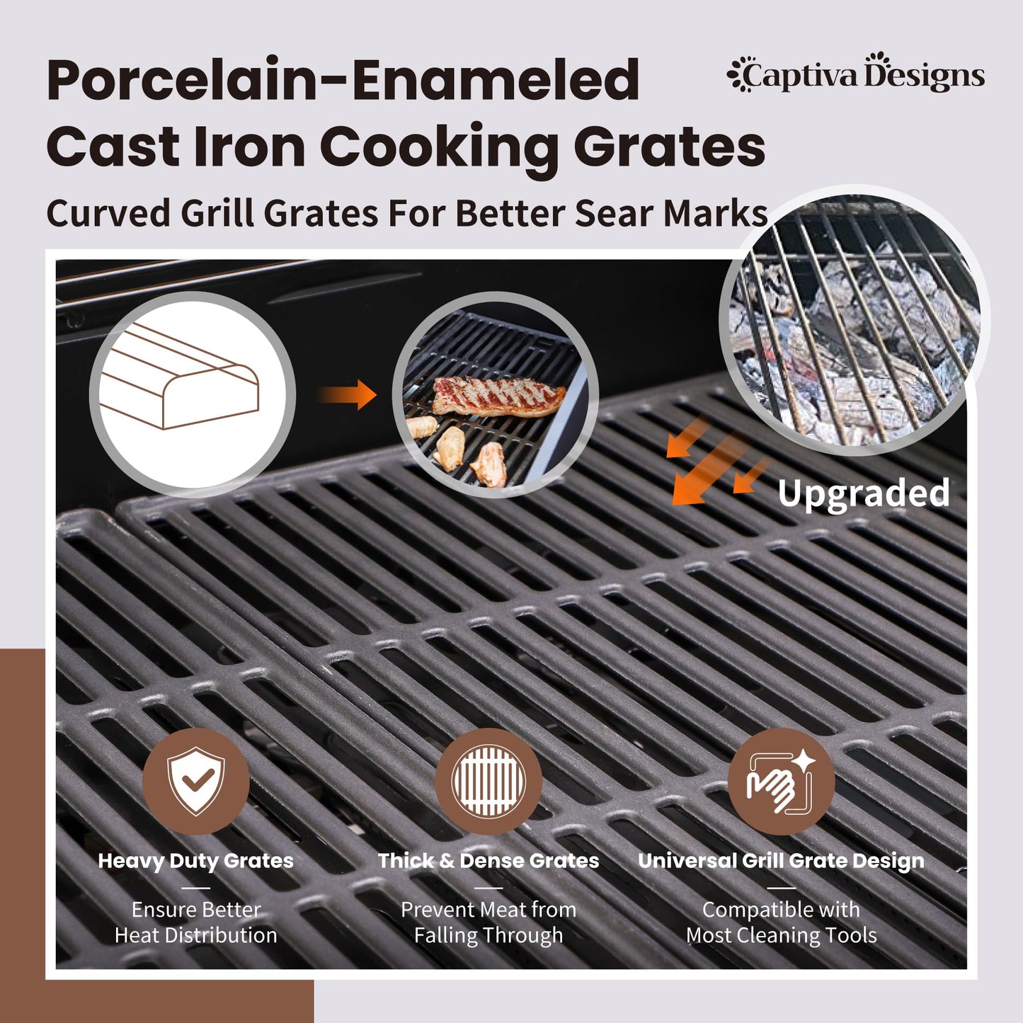 Captiva Designs 4-Burner Propane Gas BBQ Grill with Side Burner & Porcelain-Enameled Cast Iron Grates, 42,000 BTU Output Stainless Steel Grill for Outdoor Cooking Kitchen and Patio Backyard Barbecue