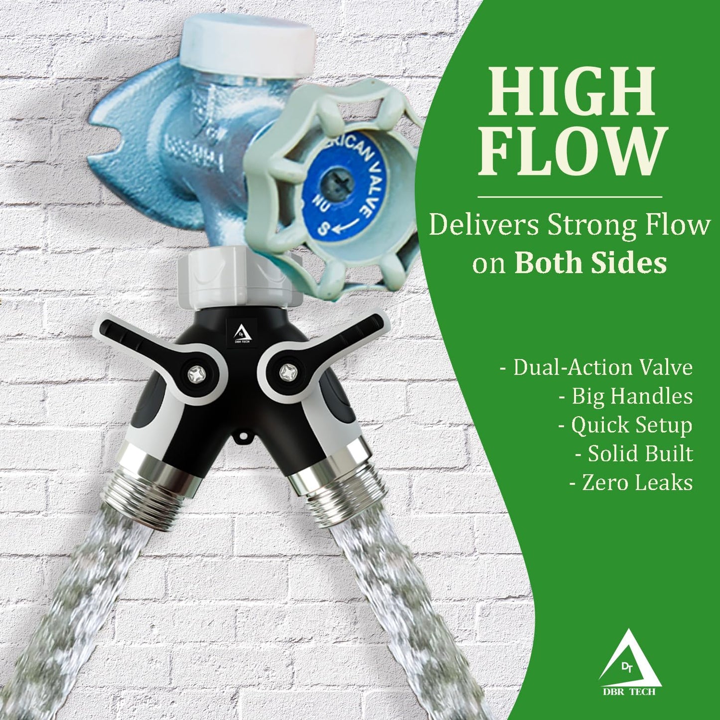 Hose Splitter 2 Way, Heavy Duty Metal Connector, Two Way Garden Hose Splitter, High Flow Spigot Faucet Bib Adapter, Solid Double Y Shut Off Valve for Outdoor Gardening Hoses, Orange