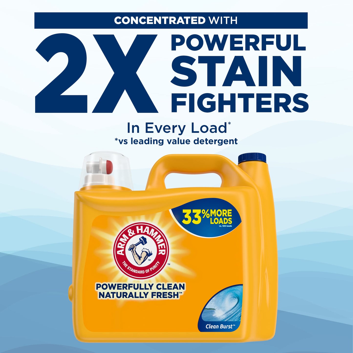 ARM & HAMMER Liquid Laundry Detergent, Clean Burst Fresh, 170 fl oz, 170 Loads