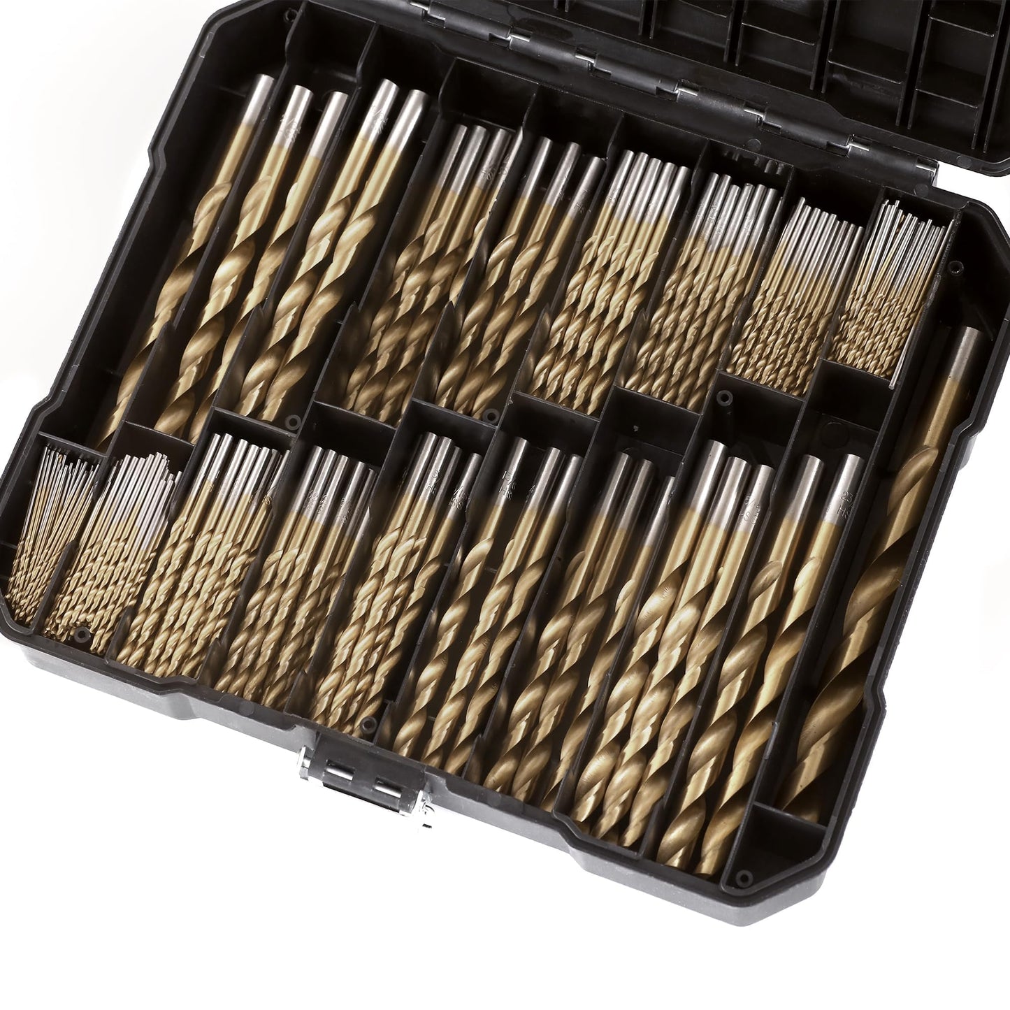 99PC Drill Bit Set, 135° Tip Titanium Coated High Speed Steel, Twist Drill Bit Kit for Iron, Aluminum Alloy, Copper, Wood, Plastic, with Storage Case 1/16"-3/8"