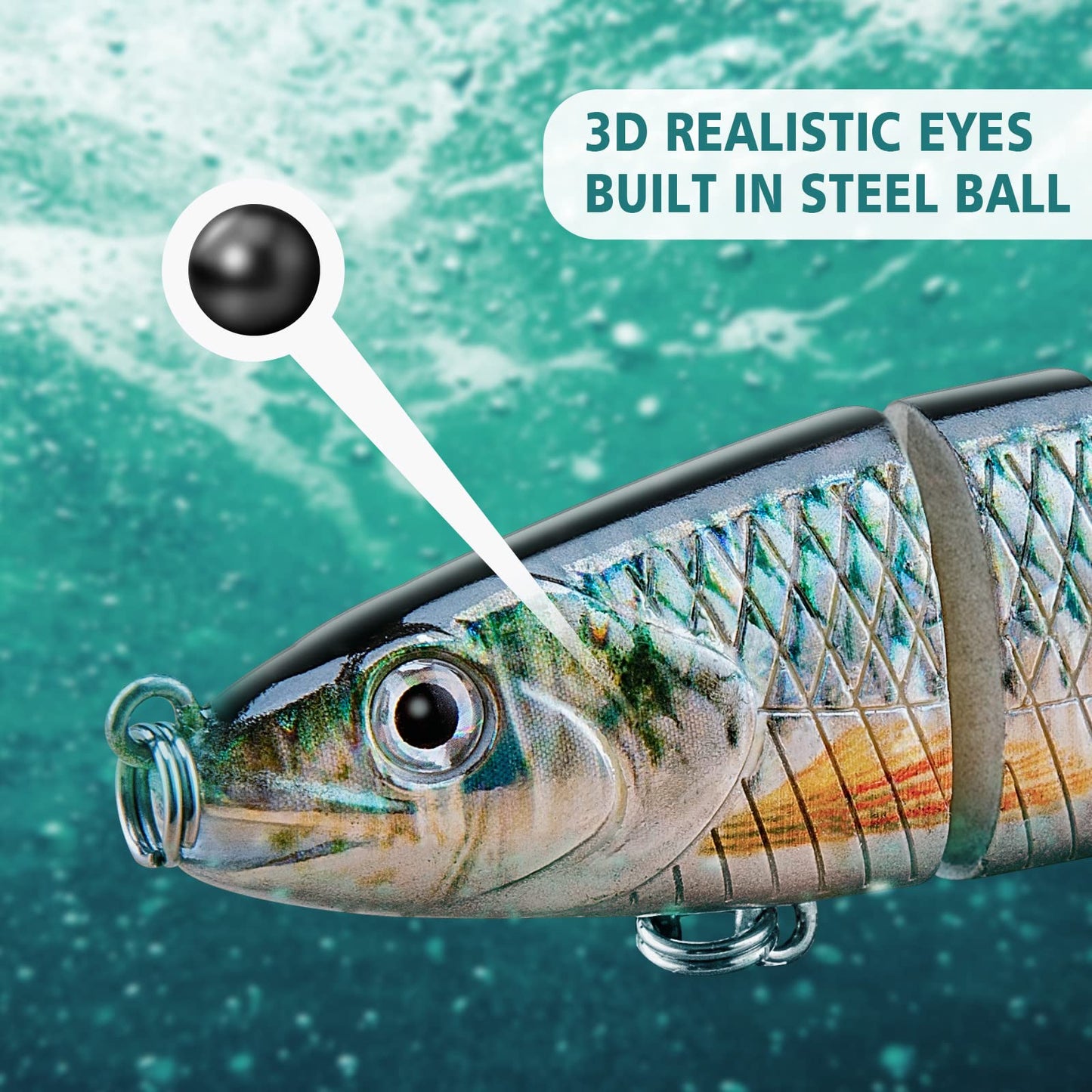Bass Fishing Lure for Freshwater and Saltwater Lifelike Fishing Lures Multi Jointed Swimbait for Bass Trout Crappie Walleye Pike Fishing Gifts for Men