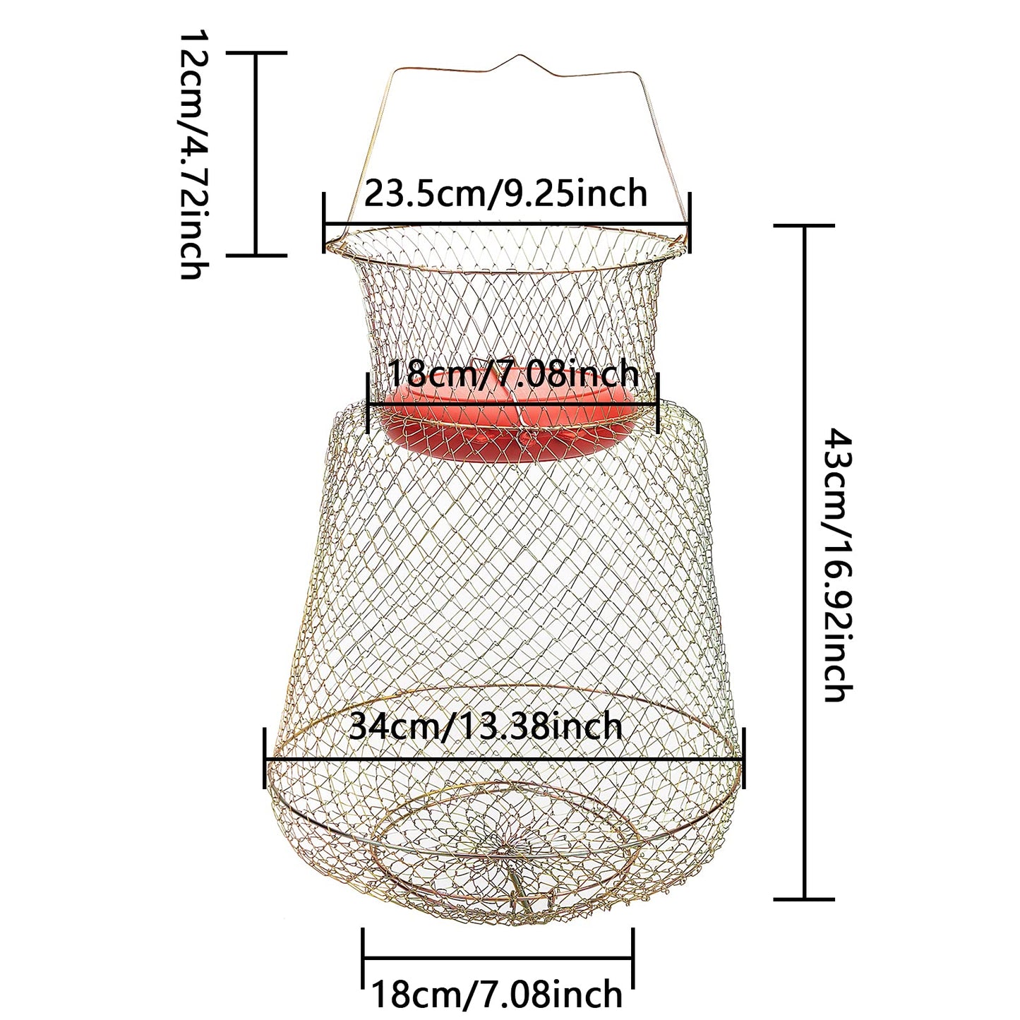 codree Floatable Galvanized Steel Wire Fish Basket, Collapsible Floatable Wire Fishing Basket, Portable Floating Fishing Net Baskets, Robust and Easy to Use