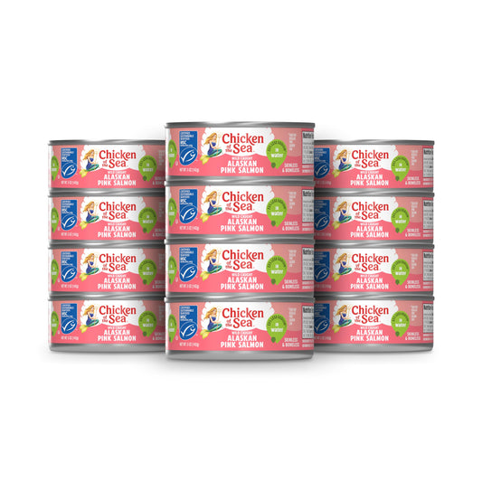 Chicken of the Sea Alaskan Pink Salmon, 14.75 Ounce Cans (Pack of 12), Wild Caught Canned Salmon, Traditional Style