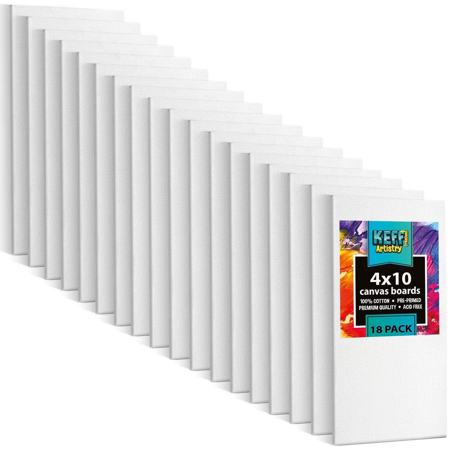 KEFF 24-Pack Bulk Canvas for Painting, 6 of 5x7, 8x10, 9x12, 11x14 Canvas Boards for Painting, Art Supplies for Adults & Kids - 100% Cotton Primed Painting Canvas for Acrylic, Oil, Watercolor, Tempera