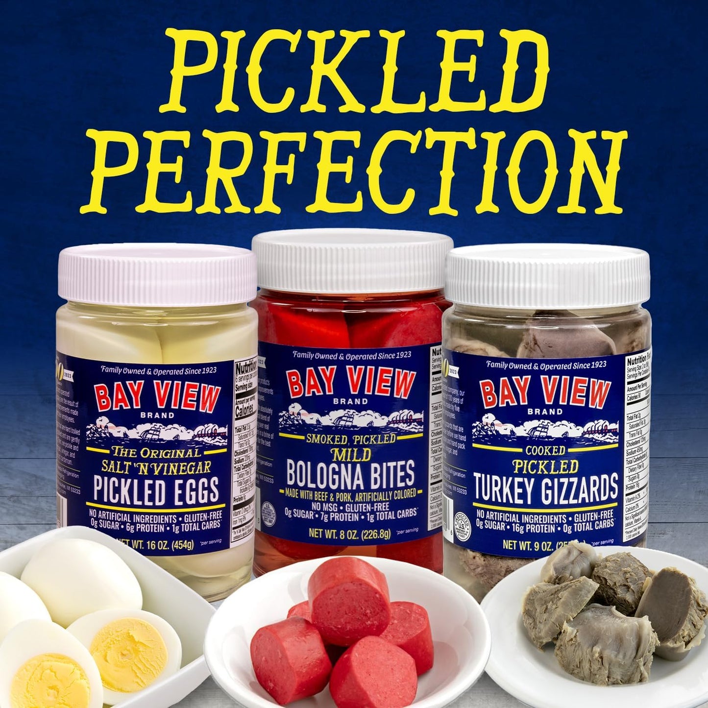 Bay View Smoked Pickled Polish Sausage, No MSG, Gluten Free, No Soy, 0g Sugar, 7g Protein, Hardwood Smoked, Mouthwatering Pickled Snack (Mild Bologna, 8oz)
