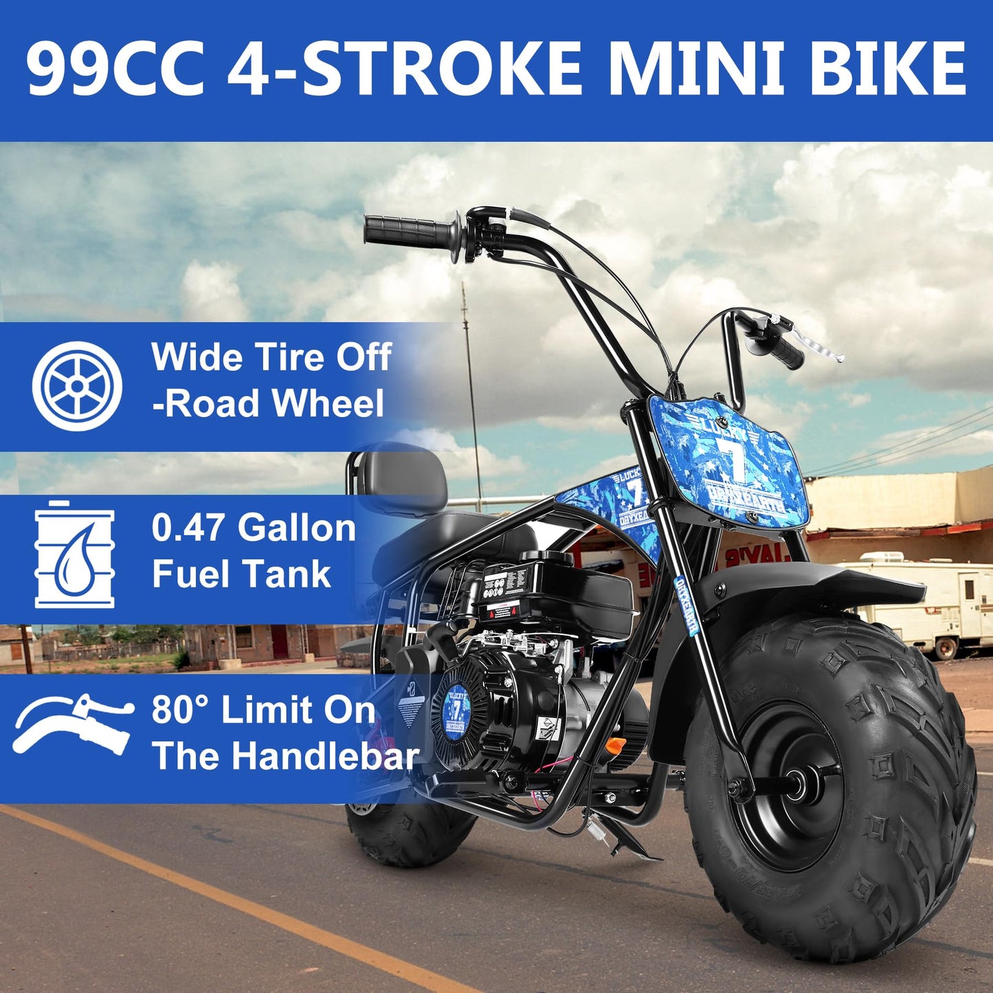 Oryxearth 99CC 4-Stroke Mini Dirt Bike, Gas Powered Off Road Dirtbike W/EPA Approved for Kids, Speed Up 24 MPH, Weight Capacity 185 LBS