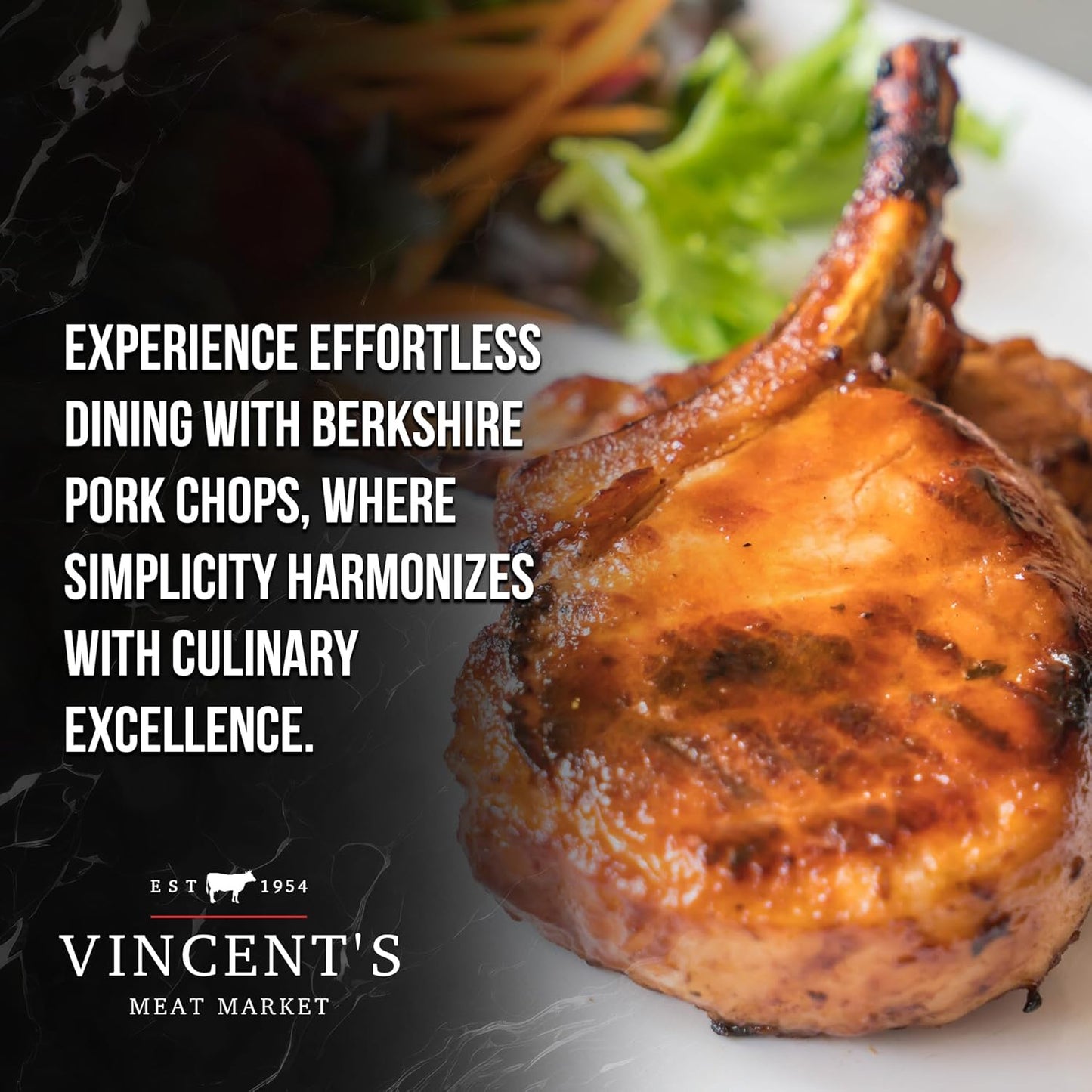 Vincent's Meat Market Berkshire Pork Chops - Elevate Your Culinary Experience with Premium Heritage-Breed Cuts - Juicy, Flavorful, and Tender - Ideal for Grilling, Roasting, or Pan-Searing - 8 lbs (16 chops)