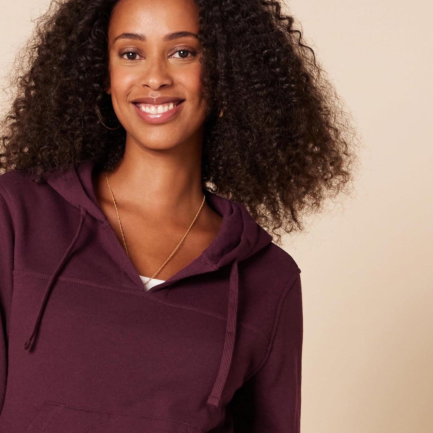 Amazon Essentials Women's Classic-Fit Long-Sleeve V-Neck Hooded Sweatshirt - Discontinued Colors