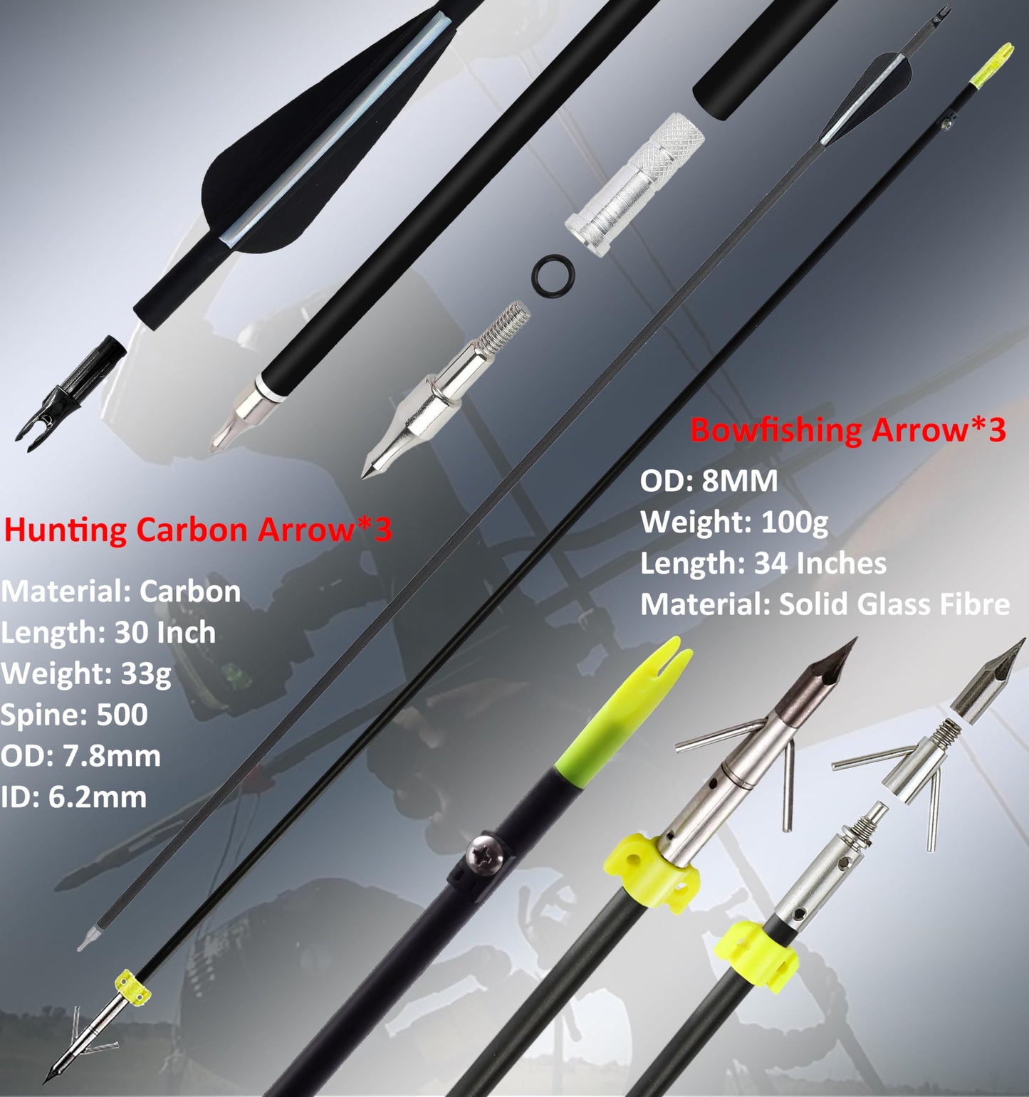 Compound Bow Fishing Combo Kit - 20-70 LBS Hunting Bow with Bowfishing Arrow and Fishing Reel for Bowfishing Archery Hunting, Complete Kit