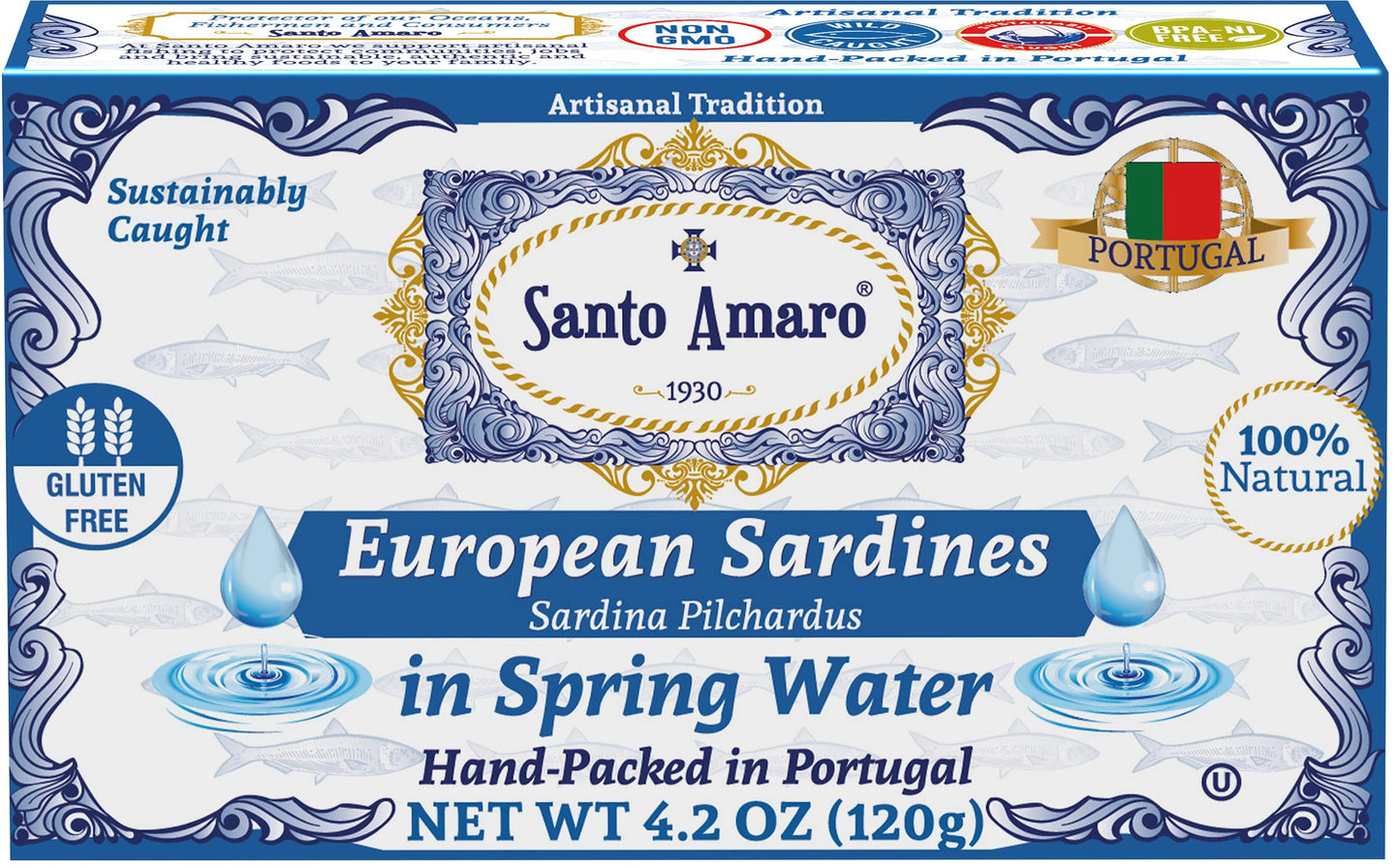 Santo Amaro - 6 Flavor Variety Pack Sampler European Wild Sardines - Virgin Olive Oil - Tomato Sauce from Puree - Virgin Olive Oil & Spicy Red Piri Piri Pepper - Spring Water - Virgin Olive Oil & Lisbon Lemon - Tomato Puree with Spicy Red Piri Piri Pepper