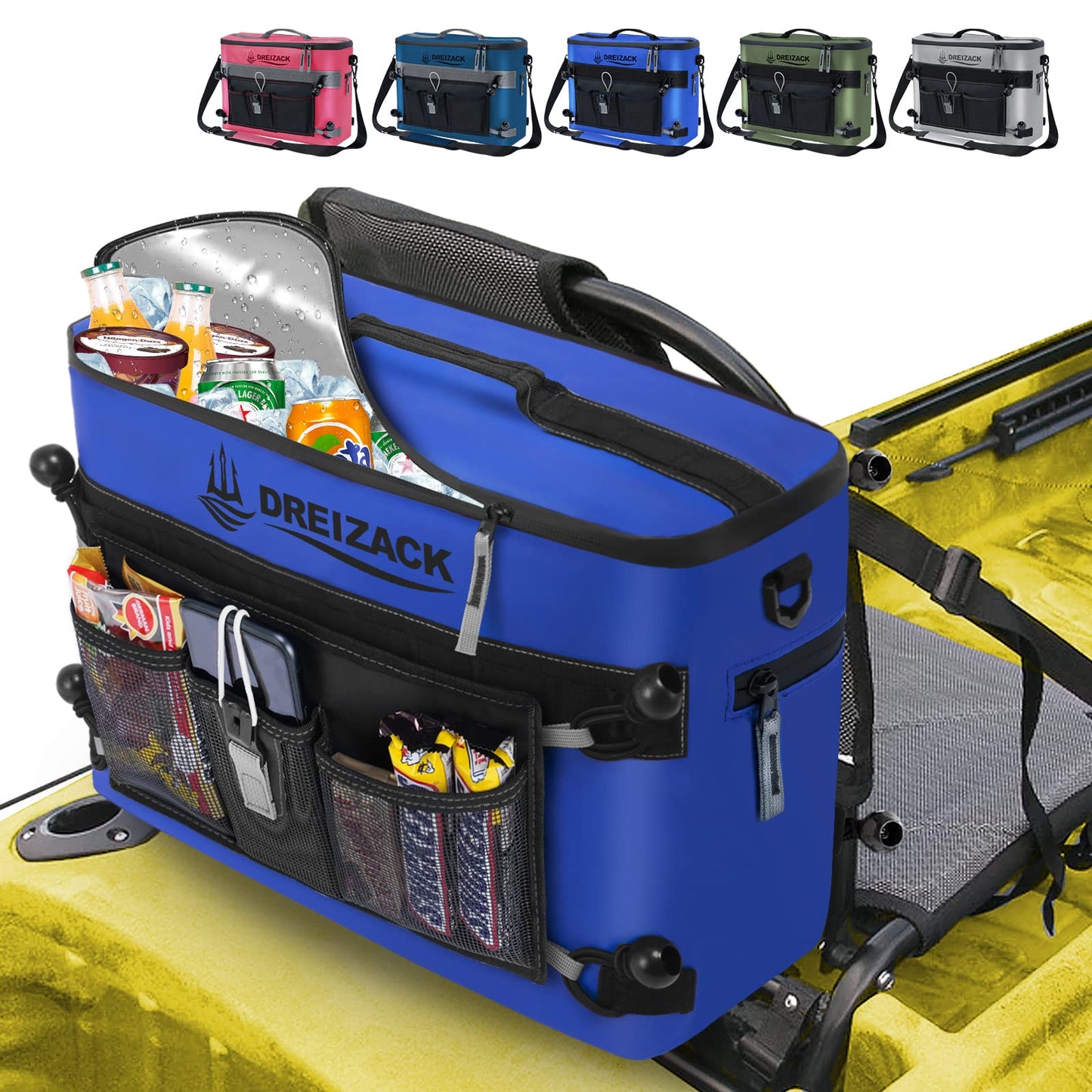 Dreizack Kayak Cooler Behind Seat, Waterproof Cooler for Kayaking,Paddle Board Cooler Compatible with Lawn-Chair Seat Kayak Accessories Cooler Bag Kayak Cooler Tow Behind for Camping Fishing
