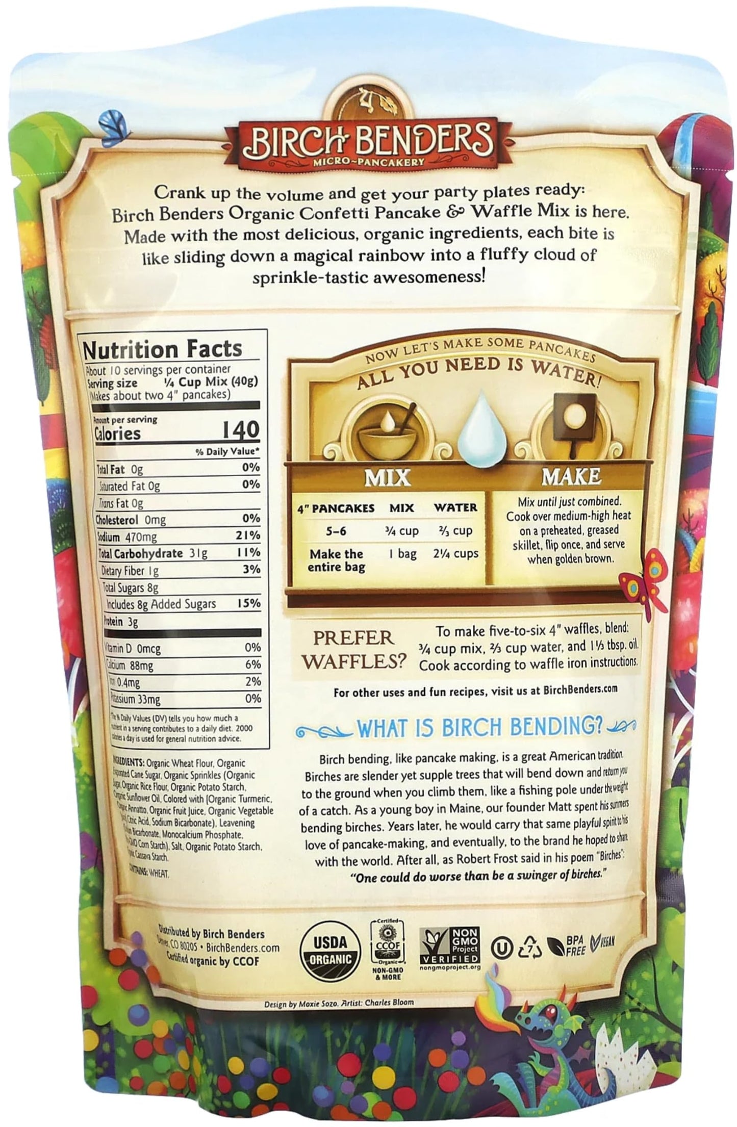 Organic Pancake and Waffle Mix, Classic Recipe by Birch Benders, Whole Grain, Non-GMO, Just Add Water, 16oz (Packaging may vary)