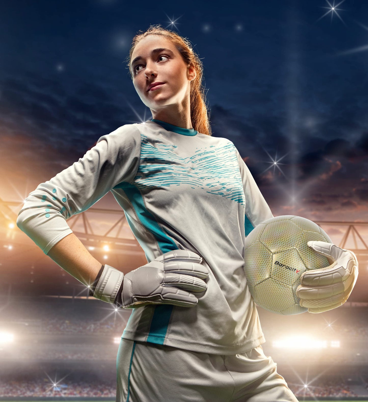 Barocity Classic Gold Size 4 Soccer Ball - Premium Outdoor and Indoor Ball with Reflective Iridescent Rainbow Hex Pattern, Perfect for Boys and Girls Playtime, Practice and Training