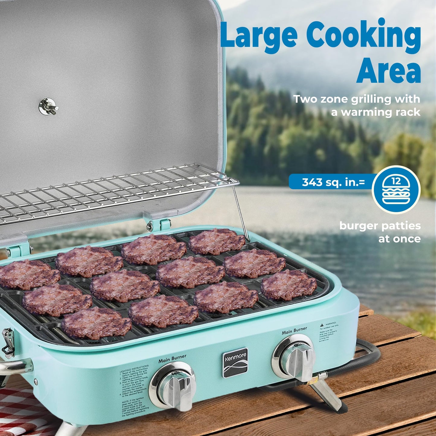 Kenmore 2-Burner Portable Tabletop Retro Gas Grill