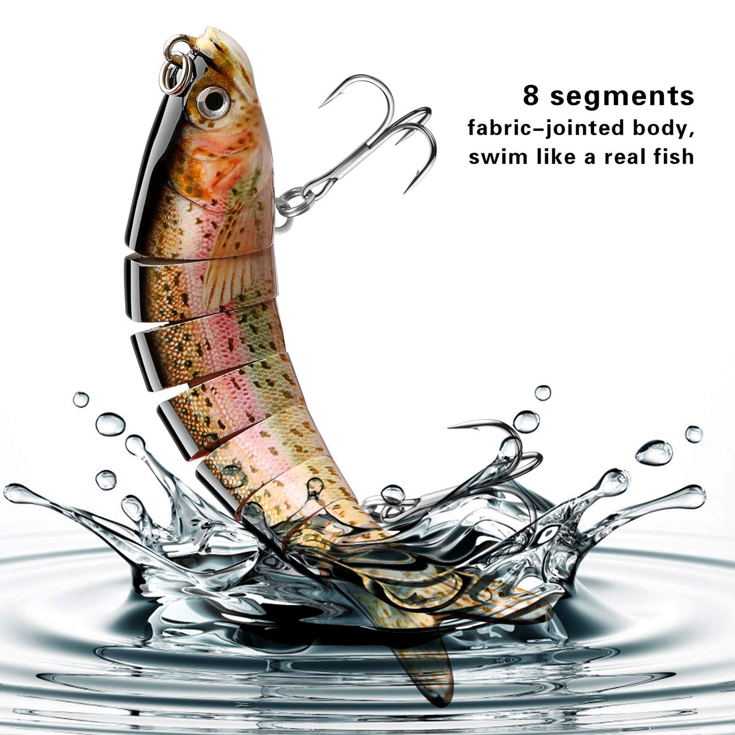 Bass Fishing Lure for Freshwater and Saltwater Lifelike Fishing Lures Multi Jointed Swimbait for Bass Trout Crappie Walleye Pike Fishing Gifts for Men