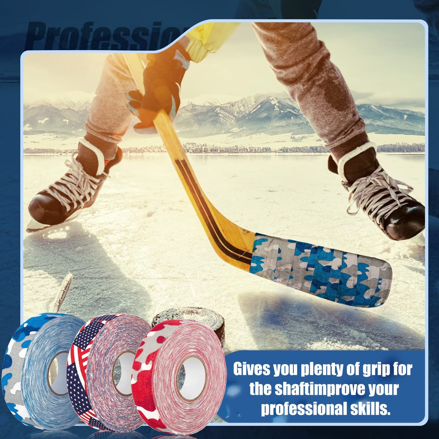 Deekin 6 Rolls Hockey Tape USA Flag Camo Lacrosse Stick Tape Waterproof Non Slip Hockey Athletic Sports Stick Baseball, 1'' x 27 Yards/Roll (Classic Style)