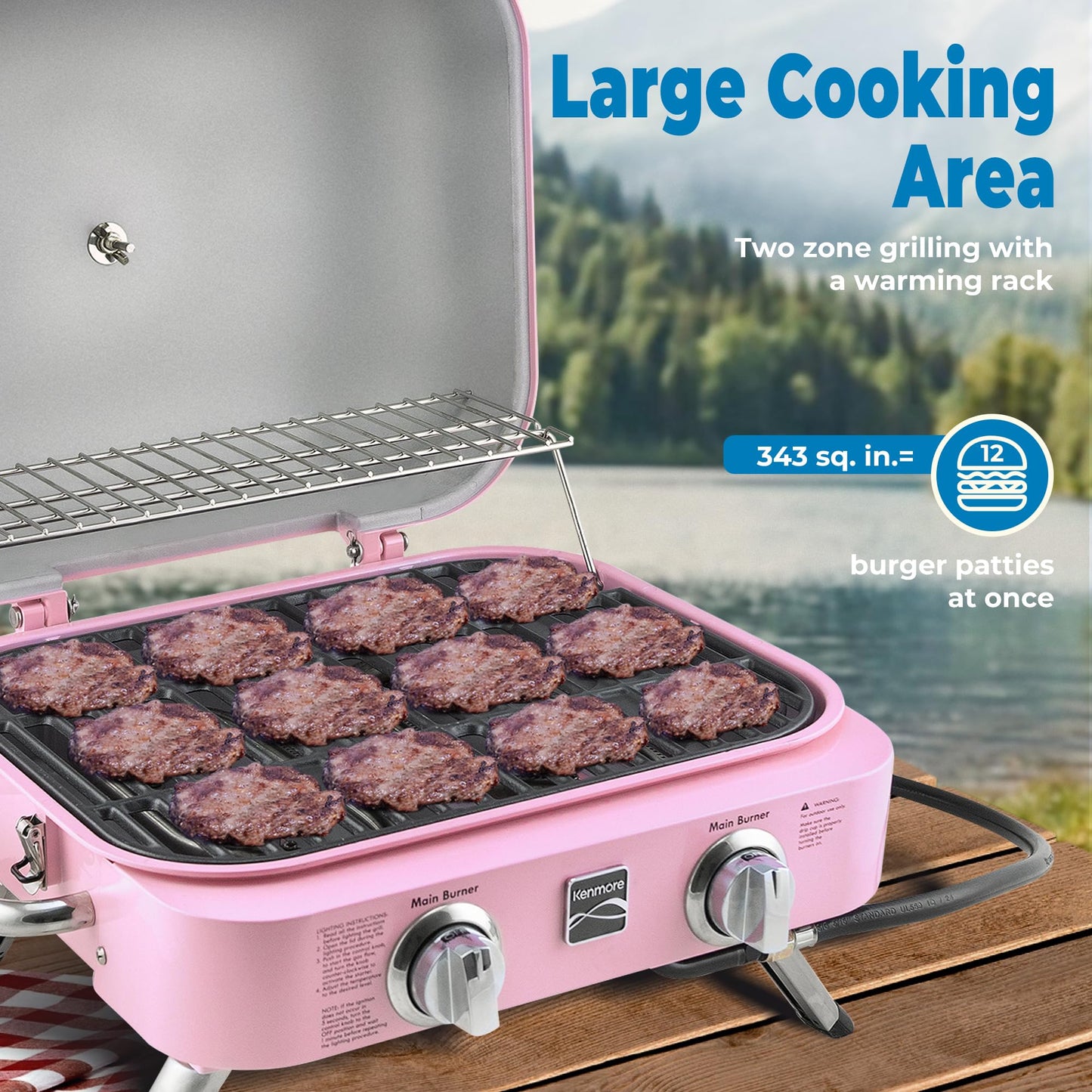Kenmore 2-Burner Portable Tabletop Retro Gas Grill