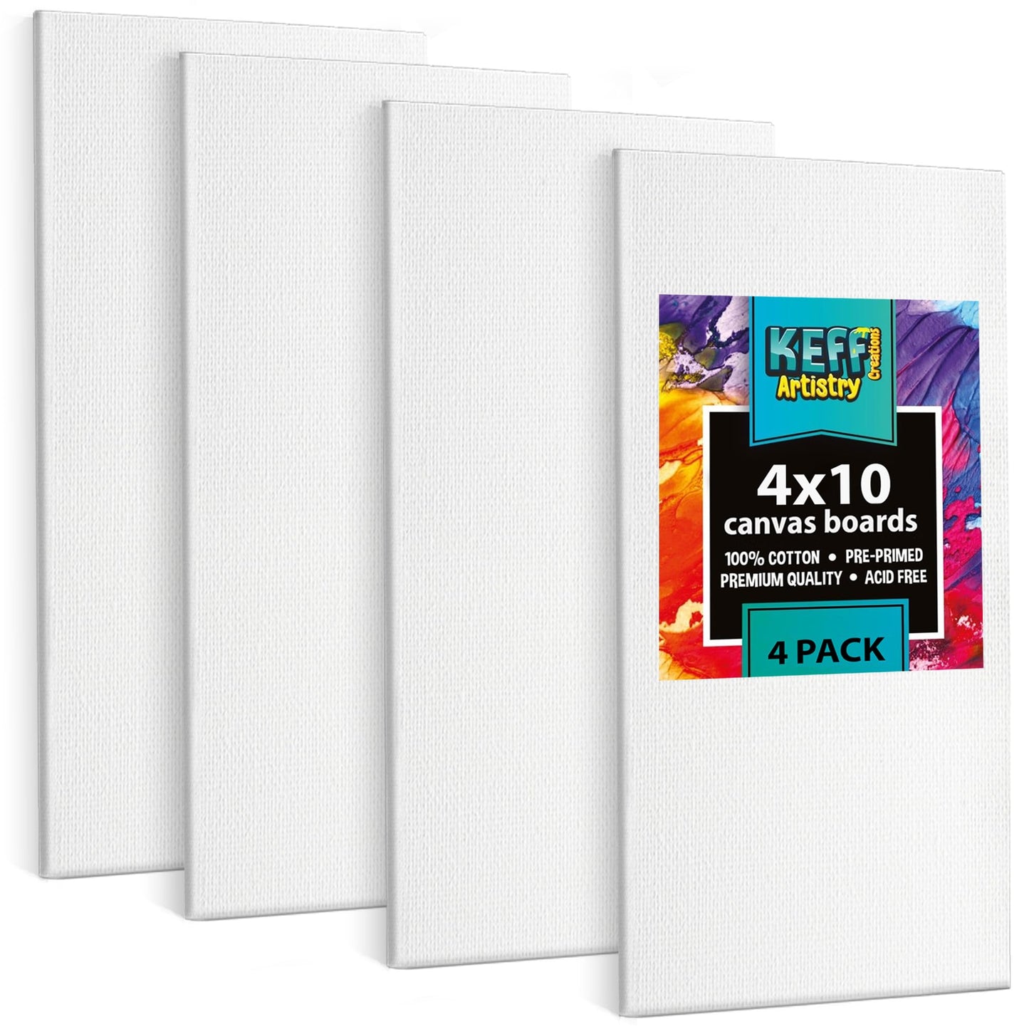 KEFF 24-Pack Bulk Canvas for Painting, 6 of 5x7, 8x10, 9x12, 11x14 Canvas Boards for Painting, Art Supplies for Adults & Kids - 100% Cotton Primed Painting Canvas for Acrylic, Oil, Watercolor, Tempera