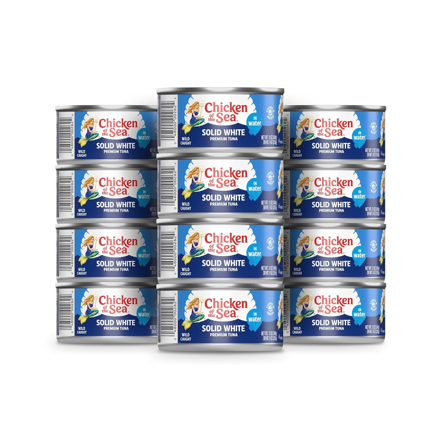 Chicken of the Sea Chunk White Albacore Tuna in Water, Wild Caught Canned Tuna, 12 oz. Can (Pack of 12)