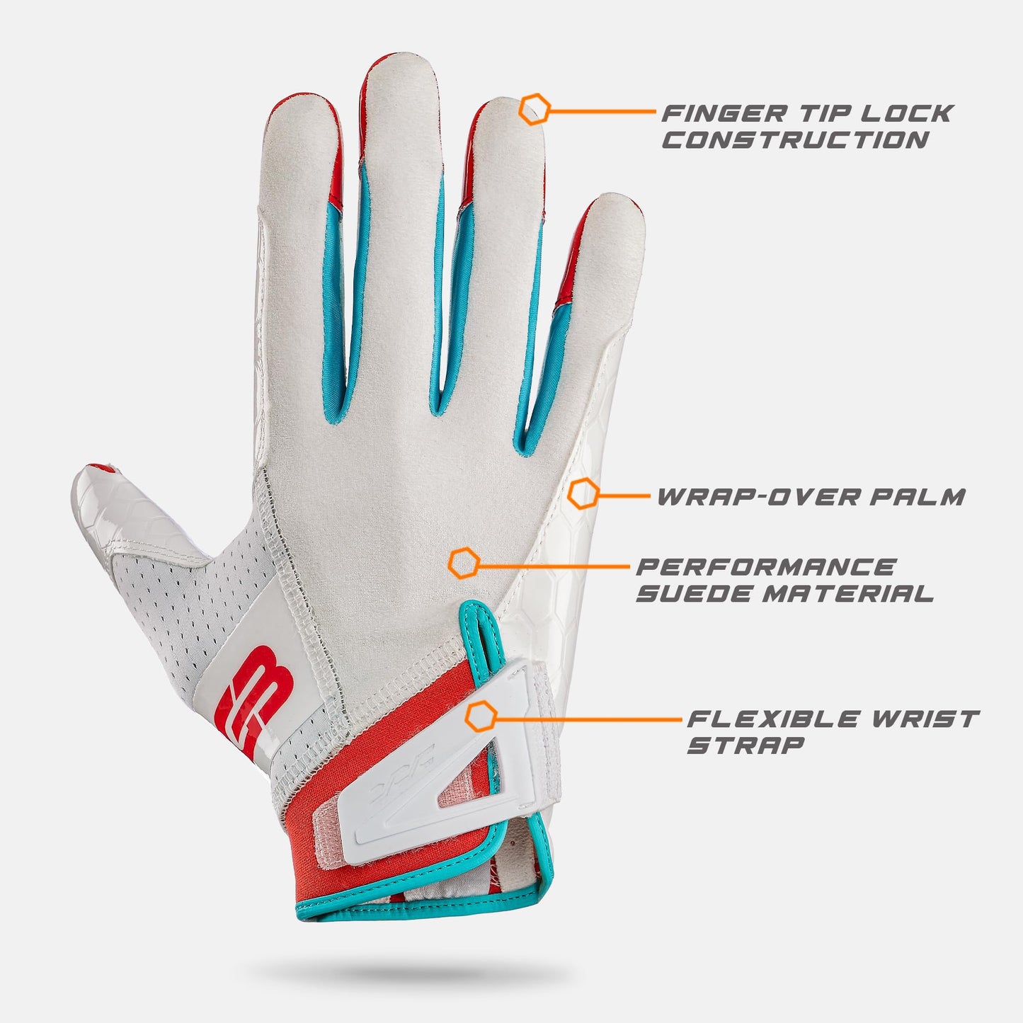 Grip Boost DNA 2.0 Football Gloves with Engineered Stick - Adult Sizes (White Grip Tok, X-Large)