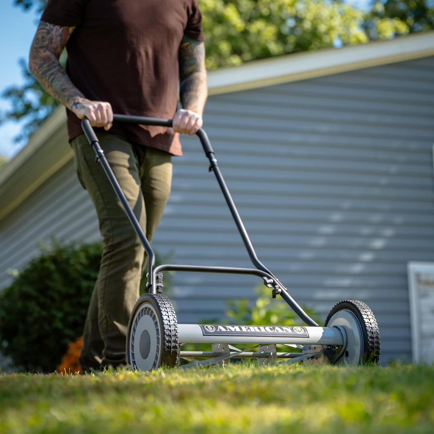 American Lawn Mower Company 1204-14 14-Inch 4-Blade Push Reel Lawn Mower, Red