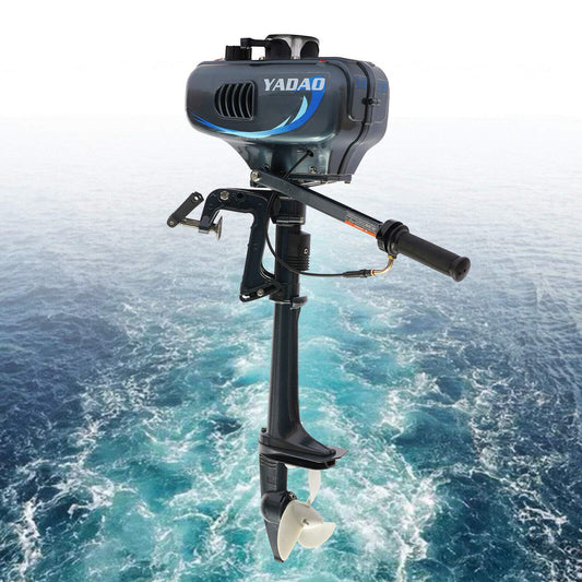2 Stroke 3.5HP Outboard Motor Boat Engine, 49CC Heavy Duty Fishing Boat Engine Gas Trolling Motor with Water Cooling CDI System for Rubber Boats, Inflatable Boats, Sailboats